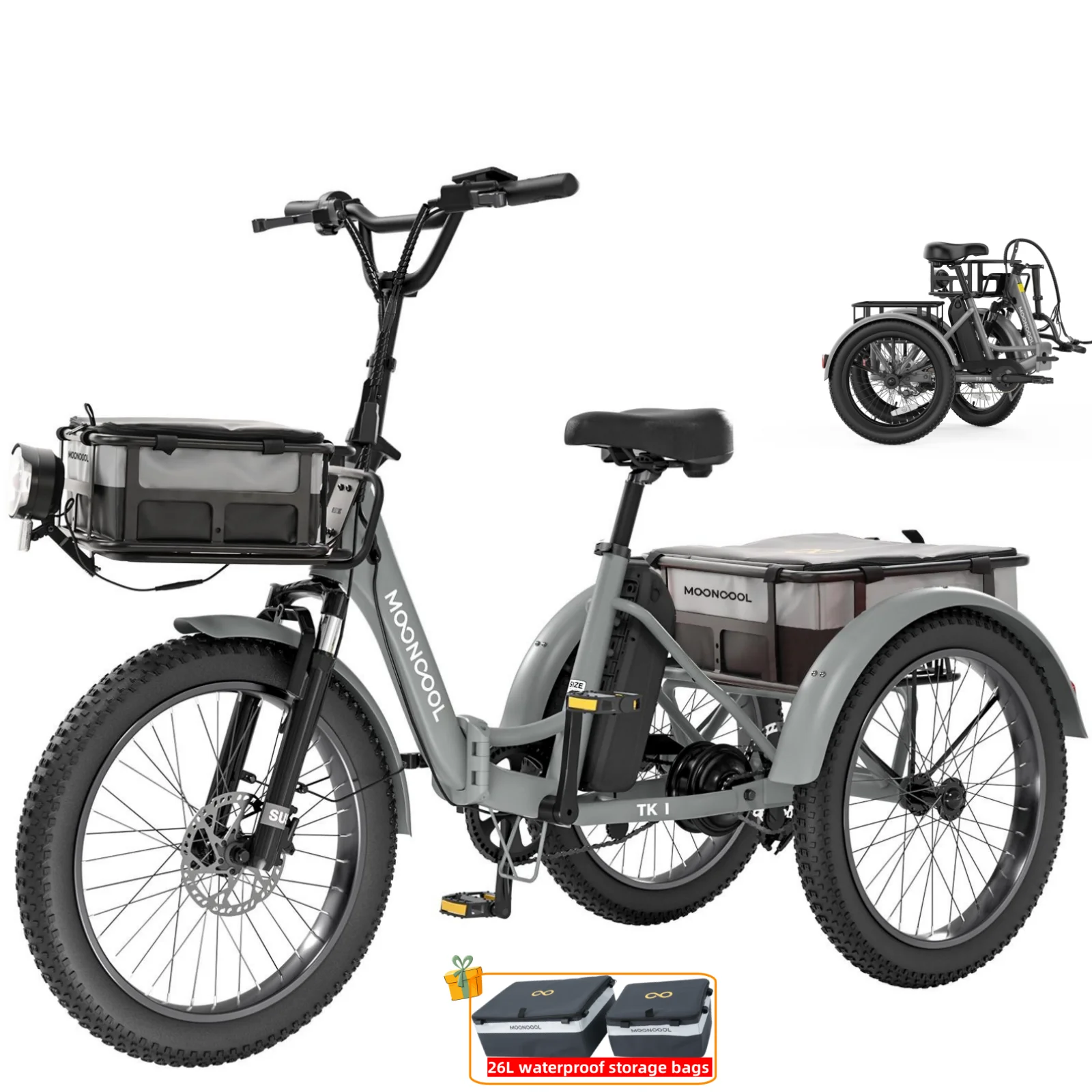 LILYPELLE Electric Trike for Adults, 750W Folding Electric Tricycle Electric Trike, 3 Wheel Electric Bicycle Motorized Three Wheel Ebike with Large Basket for Women Men