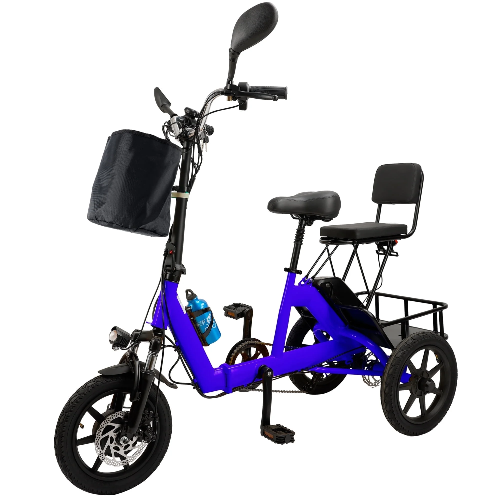 ARTUDATECH Foldable 3 Wheel Electric Tricycle 350W 48V Electric Trike with Front & Rear Basket for Men Women Senior Yellow UL2849