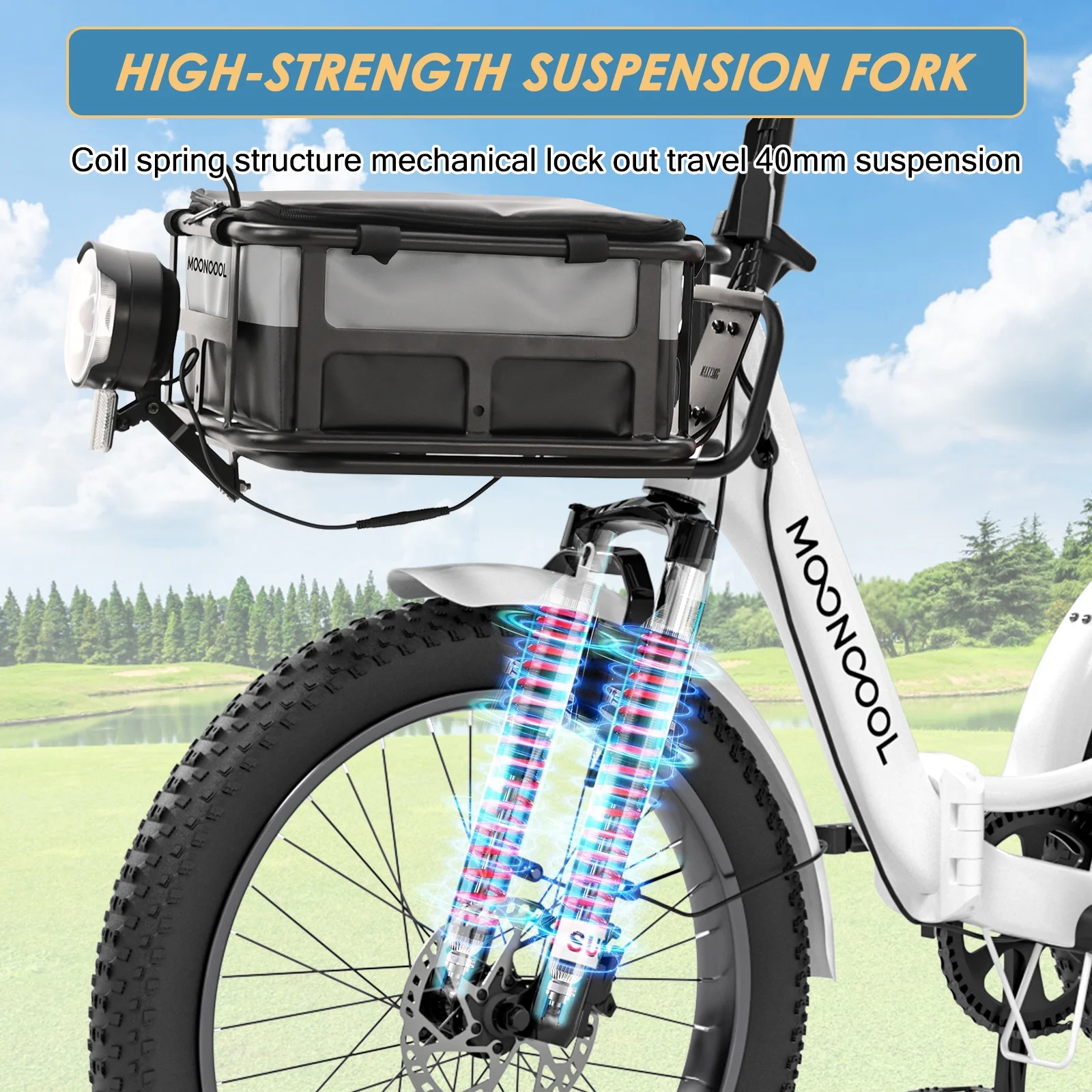 MOONCOOL TK1 Folding Electric Tricycle with Rack Bags , 750W Motor 48V Foldable Ebike Electric Trike for Adults, 20