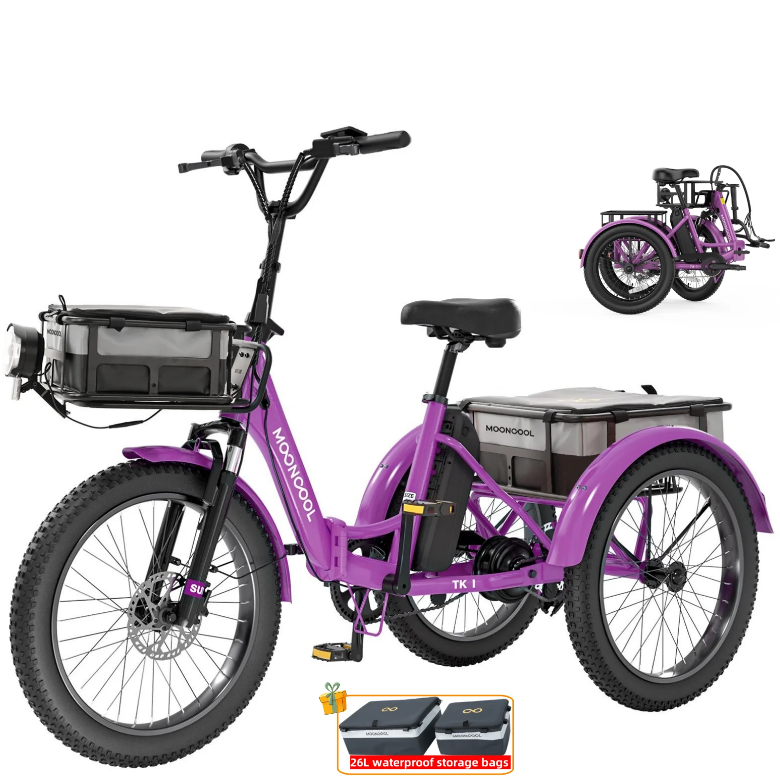 LILYPELLE Electric Trike for Adults, 750W Folding Electric Tricycle Electric Trike, 3 Wheel Electric Bicycle Motorized Three Wheel Ebike with Large Basket for Women Men