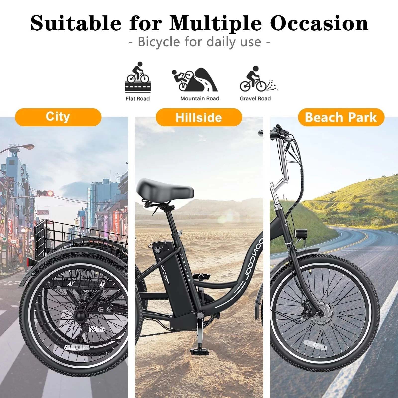 Lilypelle Electric Tricycle for Adults, 350W 36V Electric Trike Motorized Three Wheel Electric Bicycle, 7 Speeds 3 Wheels Adult Electric Tricycle with Large Basket,Black