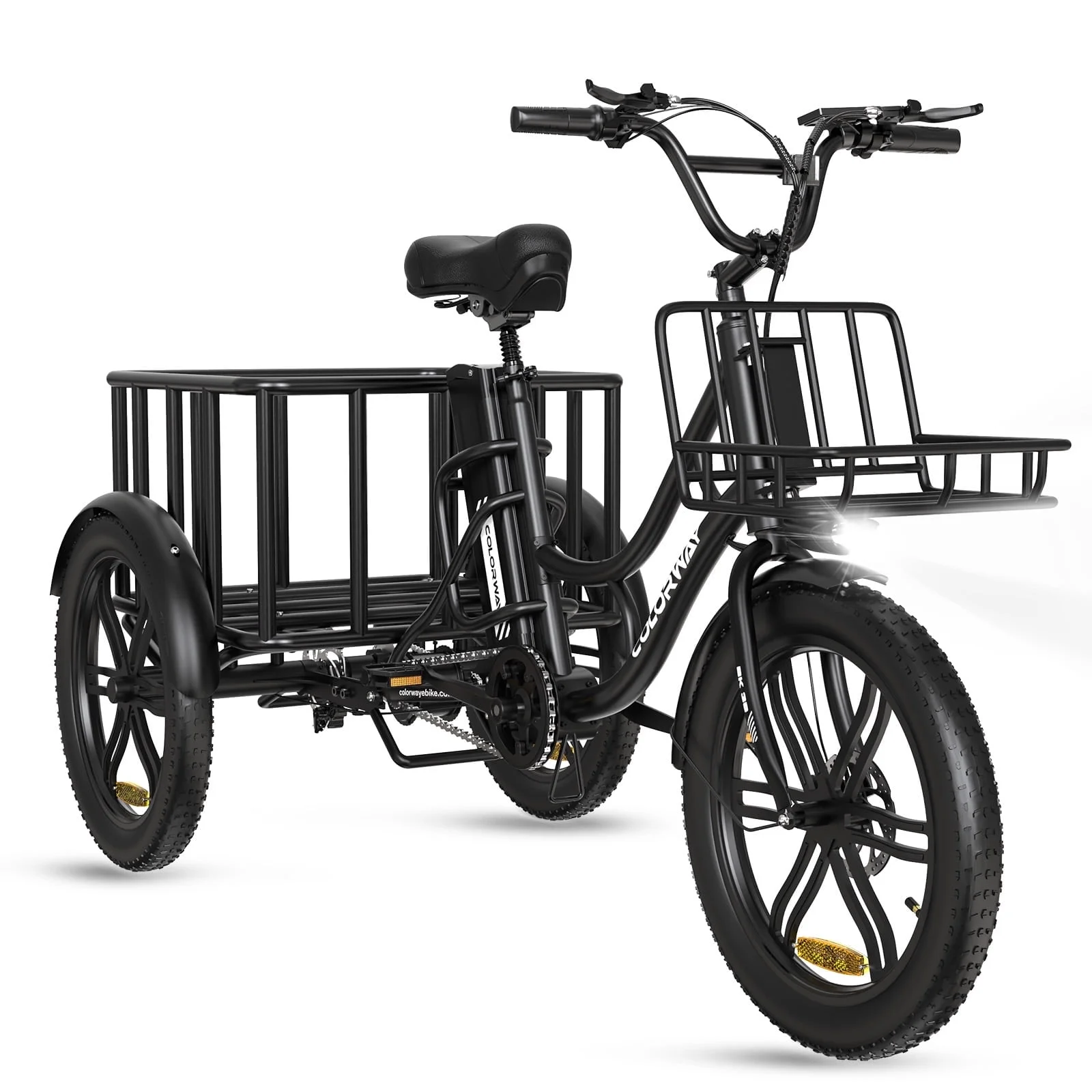 COLORWAY Electric Cargo Bike for Adult, 750W Electric Trike , 3 Wheel Electric Bicycles with UL Tested 48V 18Ah Battery 20*3.0 Fat Tire Tricycles for Men Women with Front & Rear Baskets UL2849