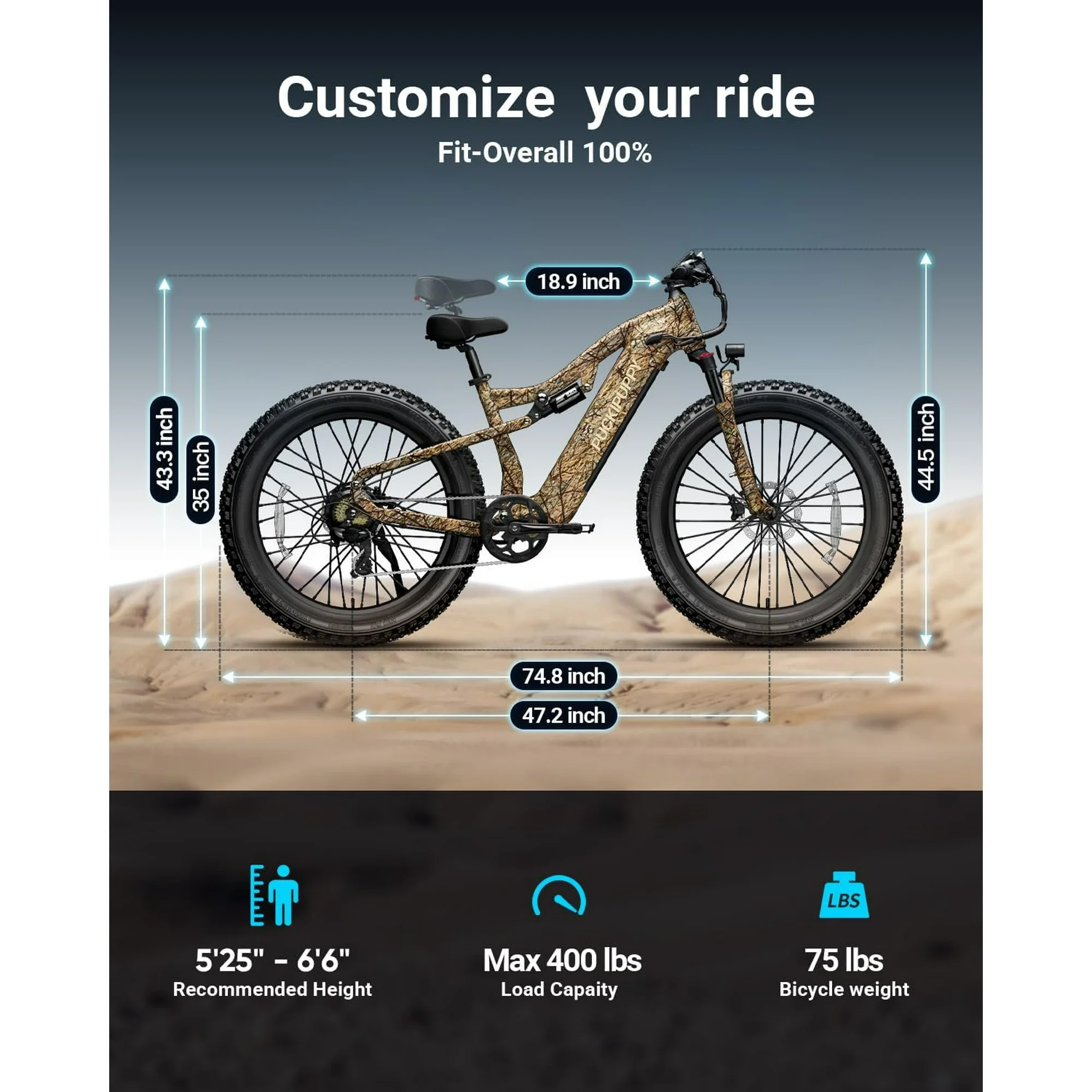 PUCKIPUPPY Labrador Pro Electric Bike for Adults 1350W, 48V 20AH Battery Adult Electric Bicycles,26