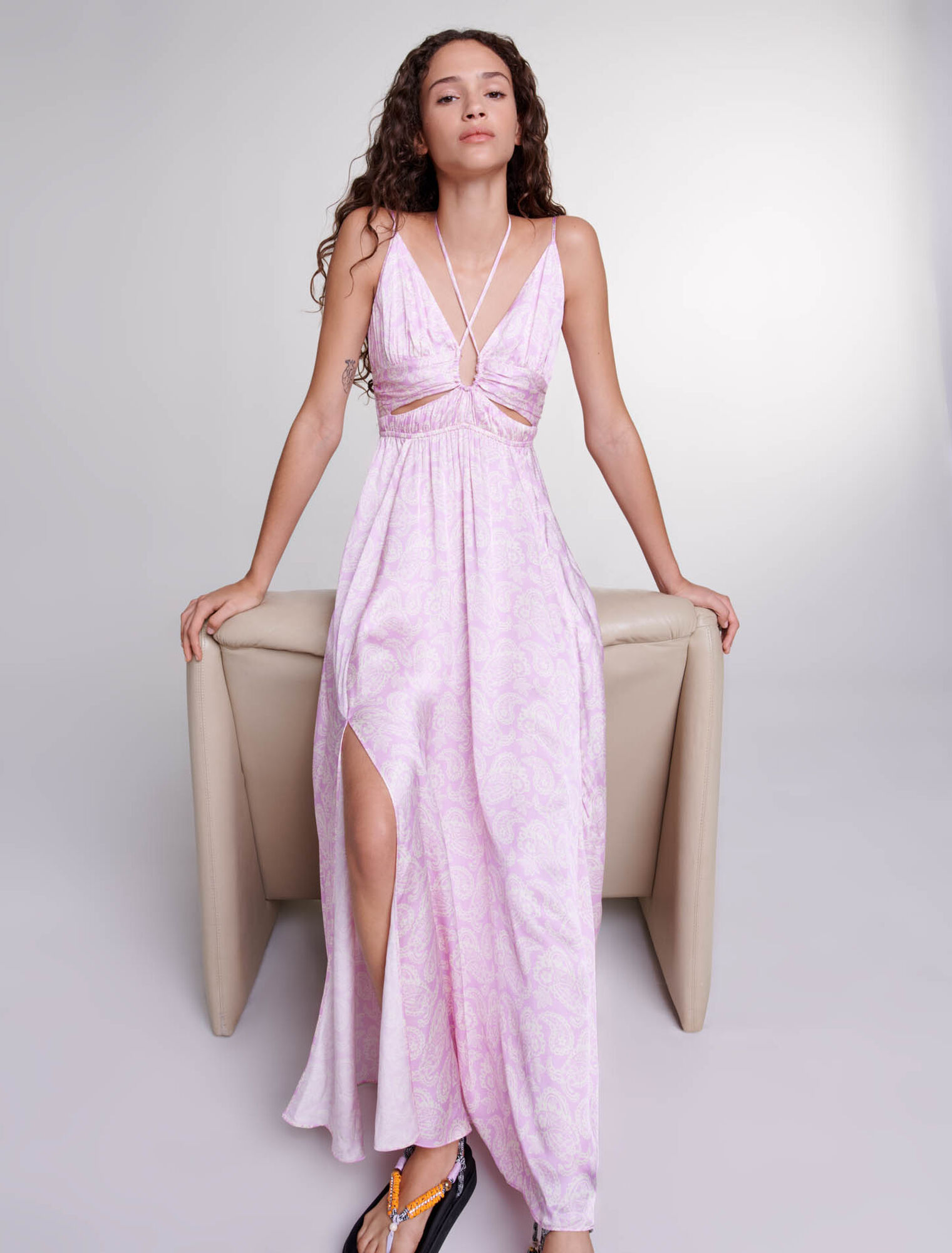 Openwork patterned maxi dress