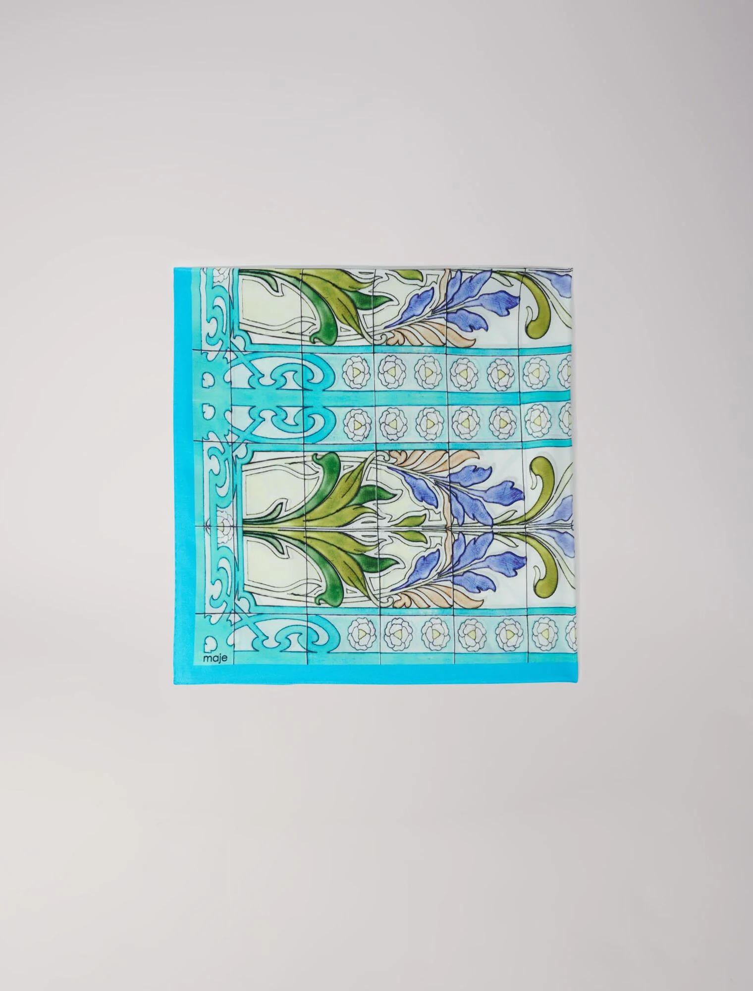 Mosaic pattern silk scarf