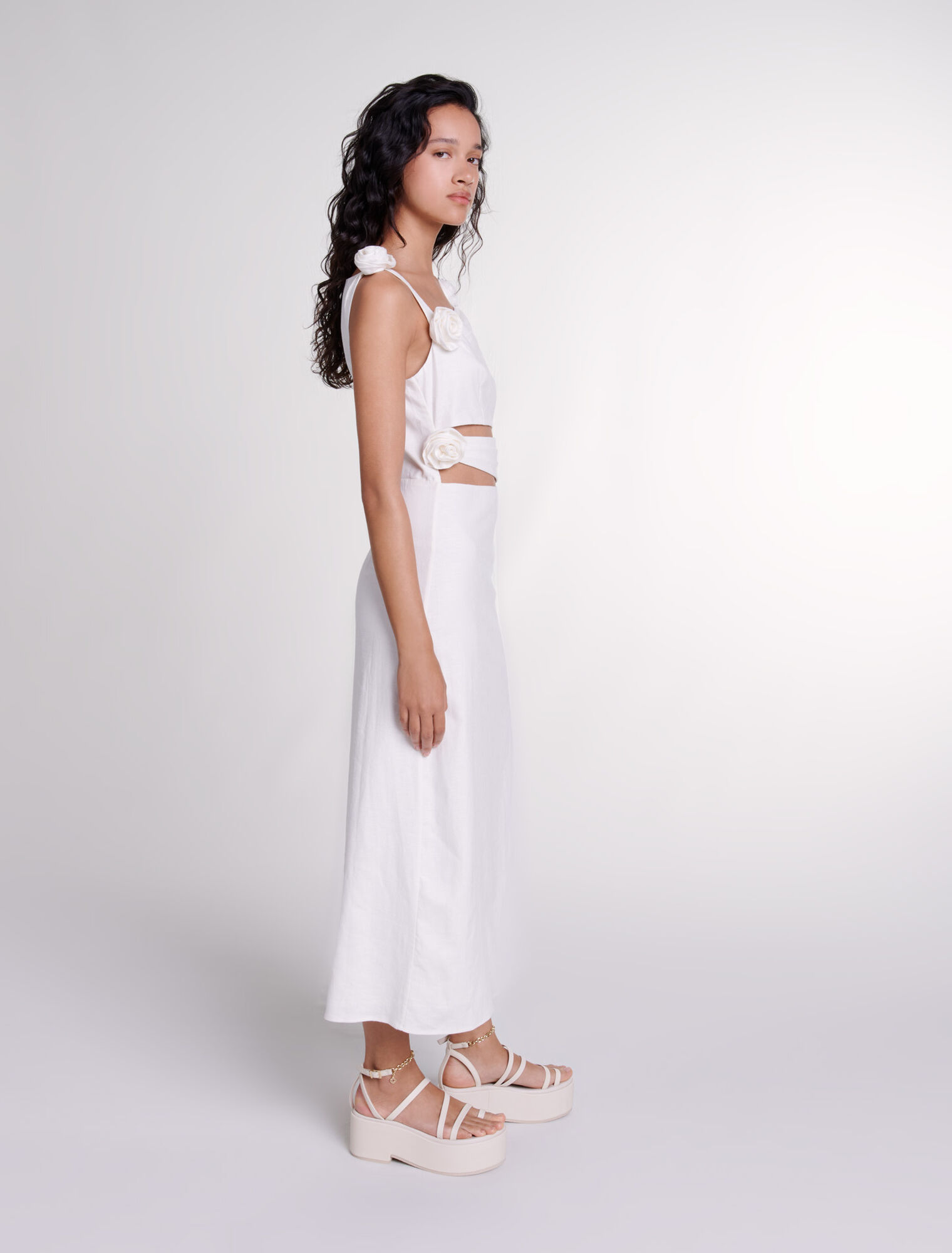 Openwork linen maxi dress