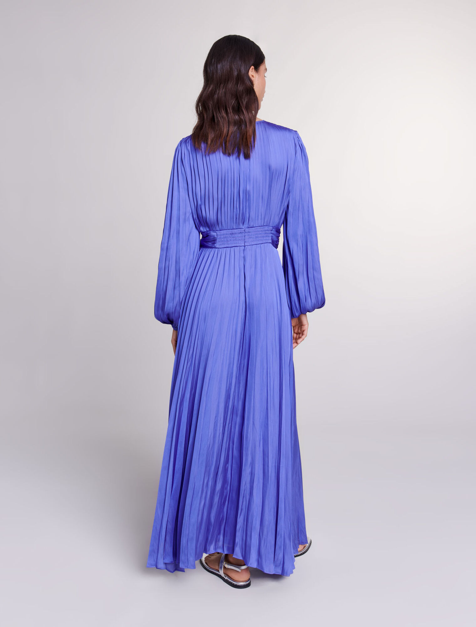 Satin-effect draped maxi dress