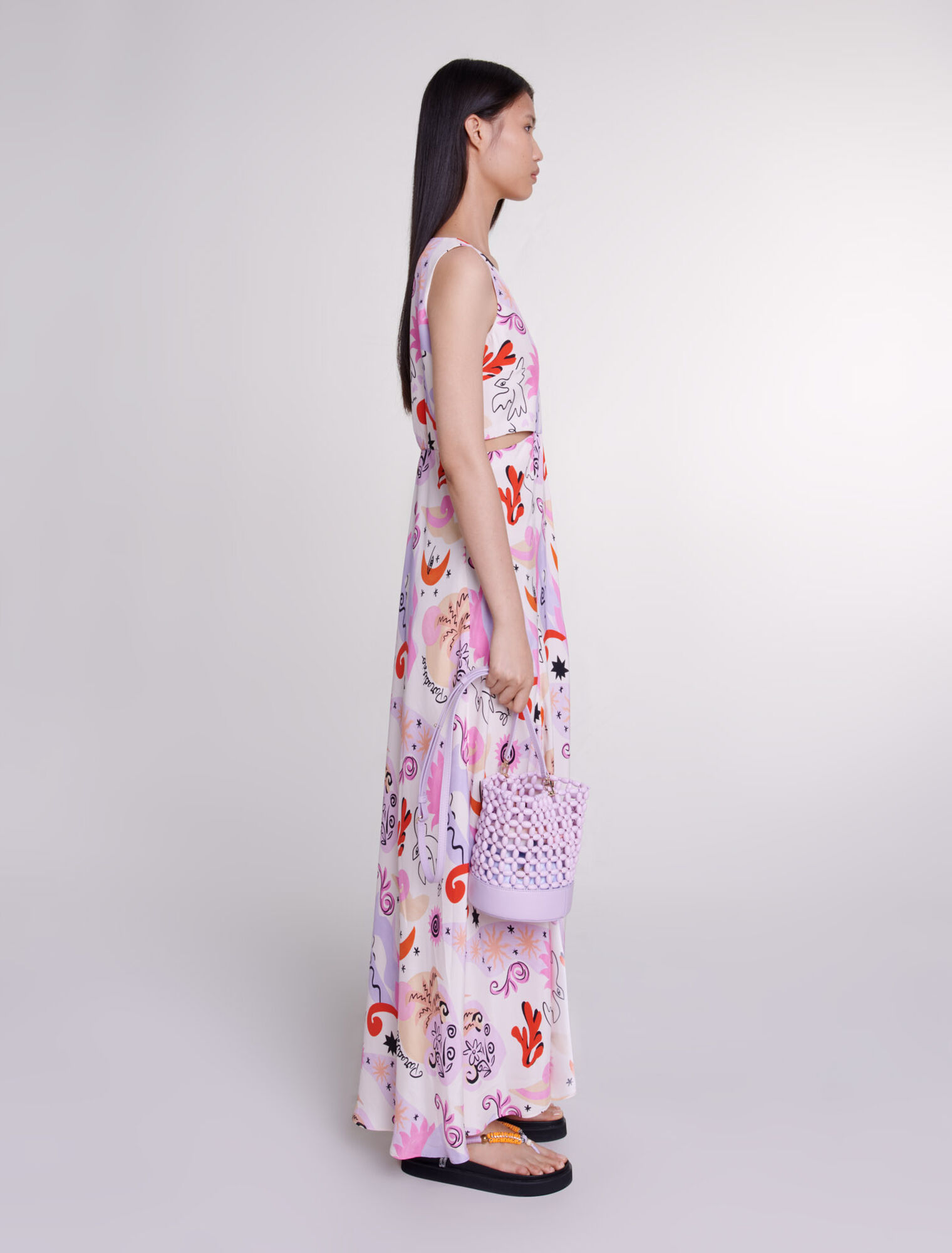 Cutaway silk maxi dress