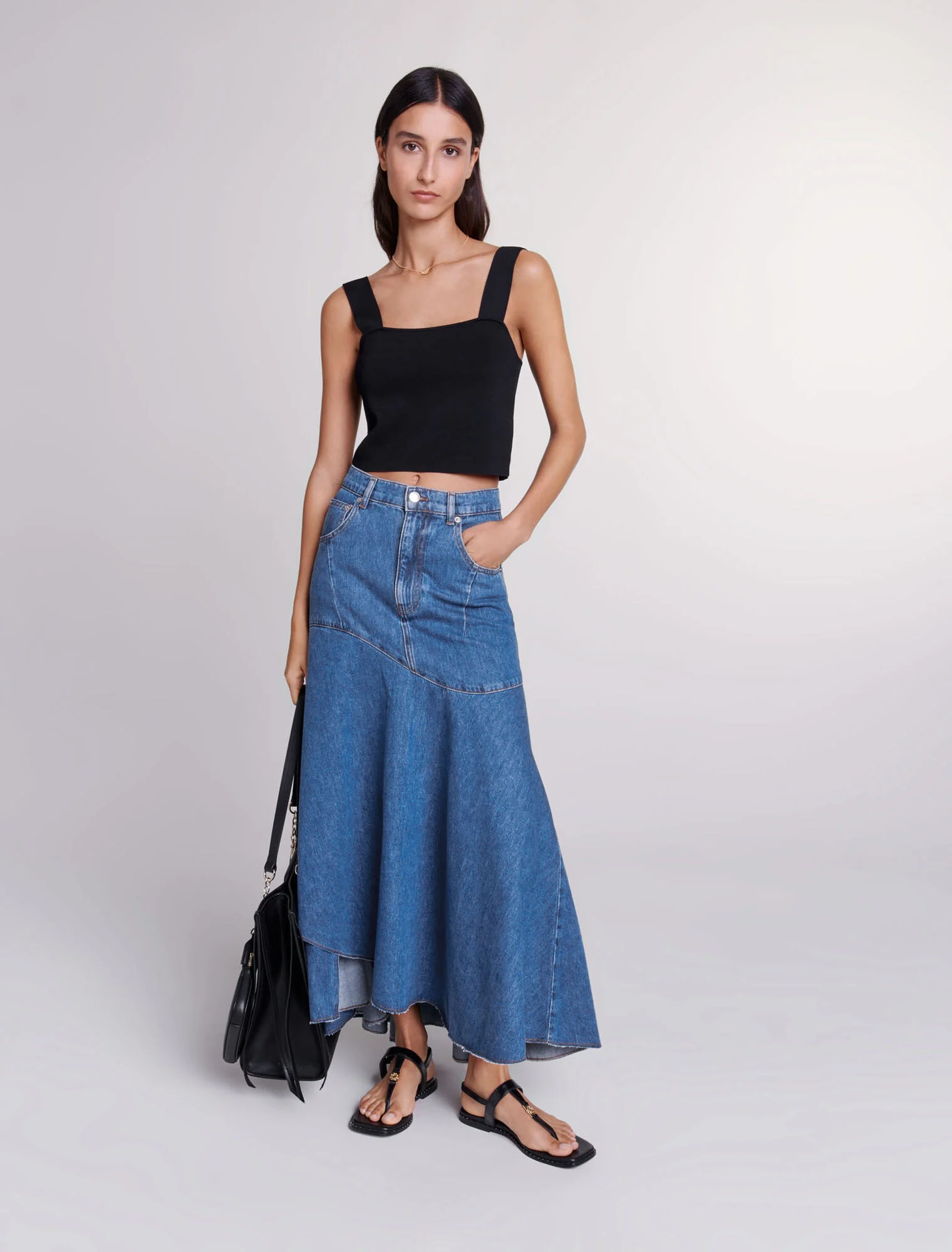 Asymmetrical denim skirt
