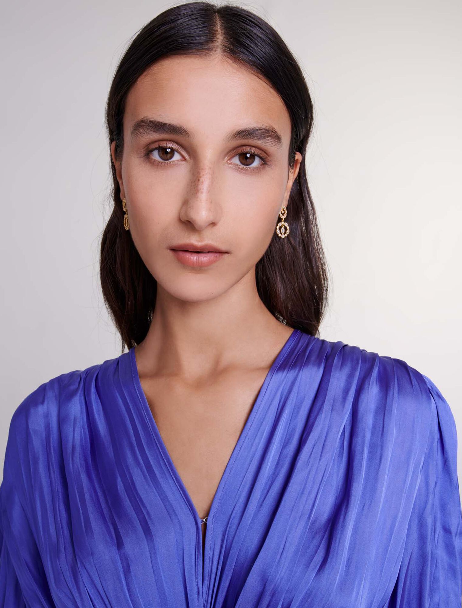 Satin-effect draped maxi dress