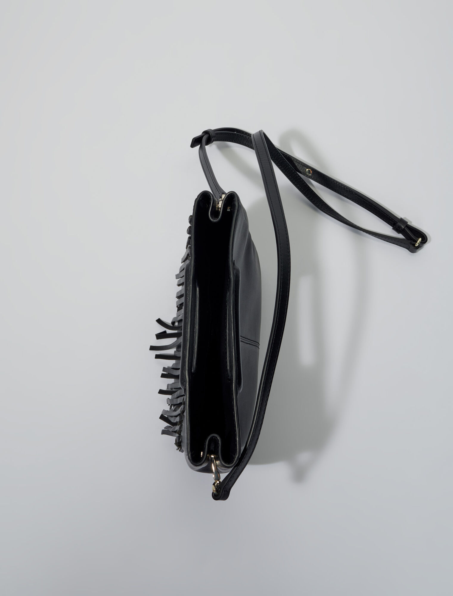 Fringed leather M bag