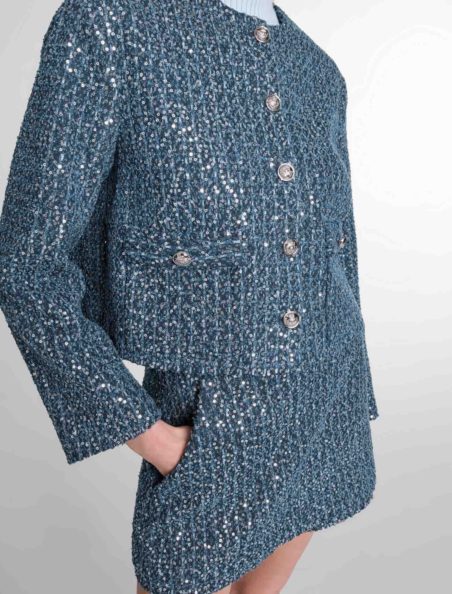 Sequinned tweed jacket
