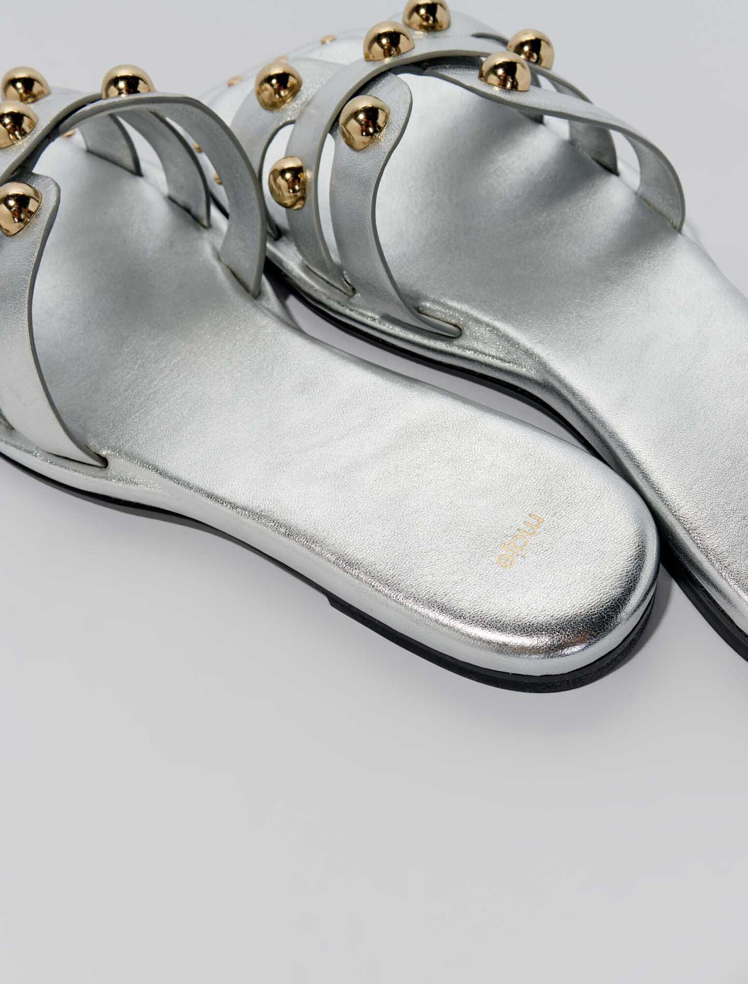 Studded leather mules