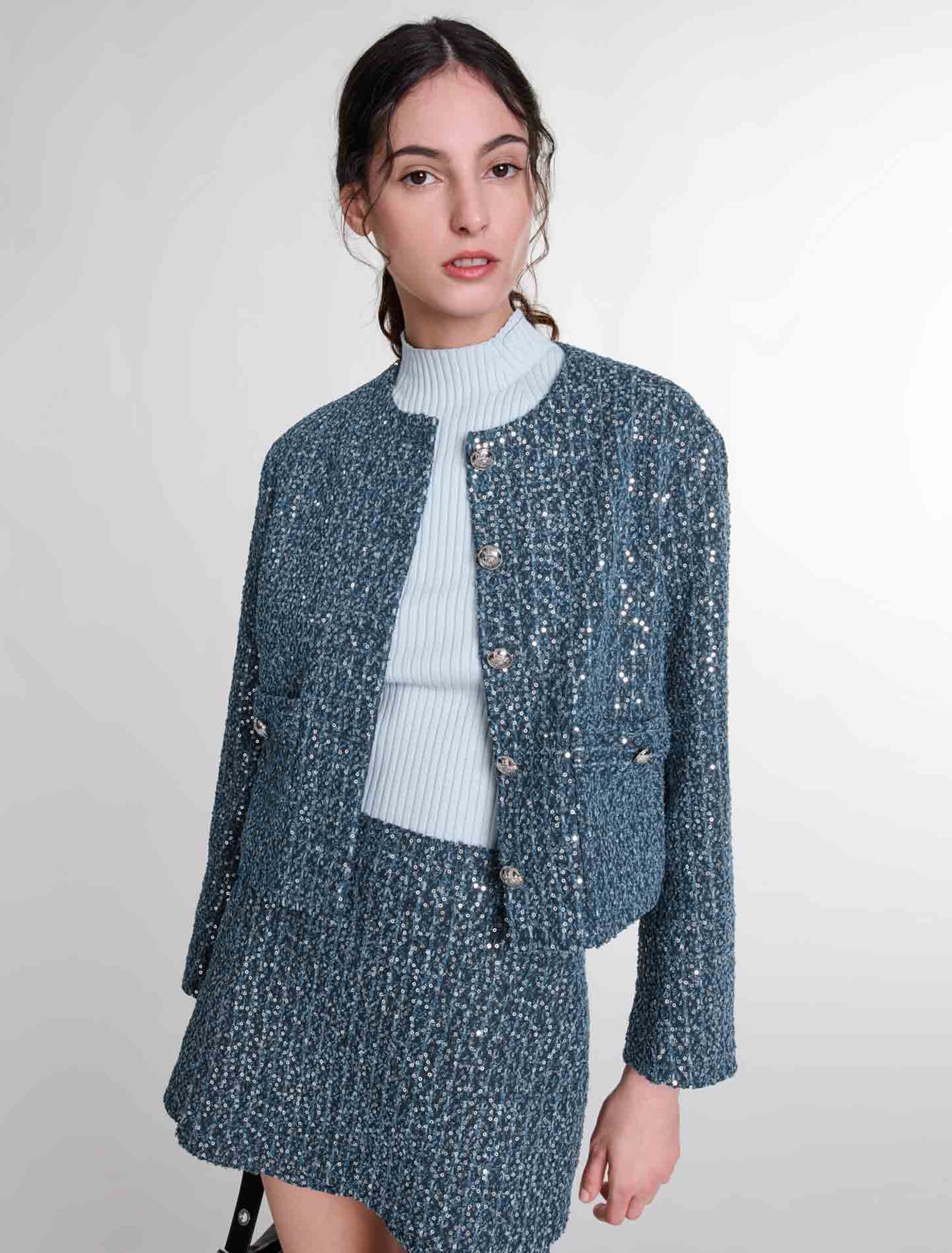 Sequinned tweed jacket