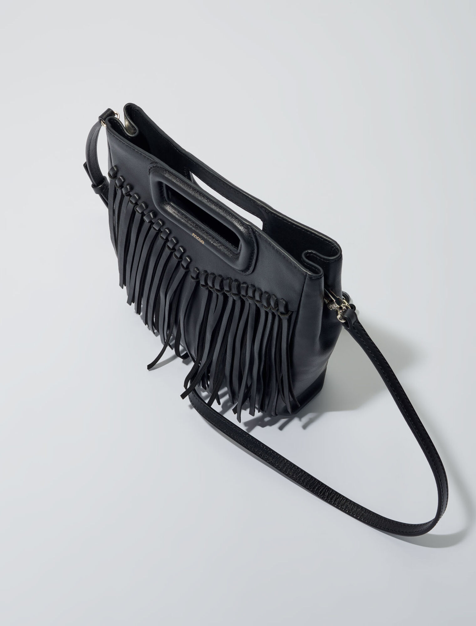 Fringed leather M bag