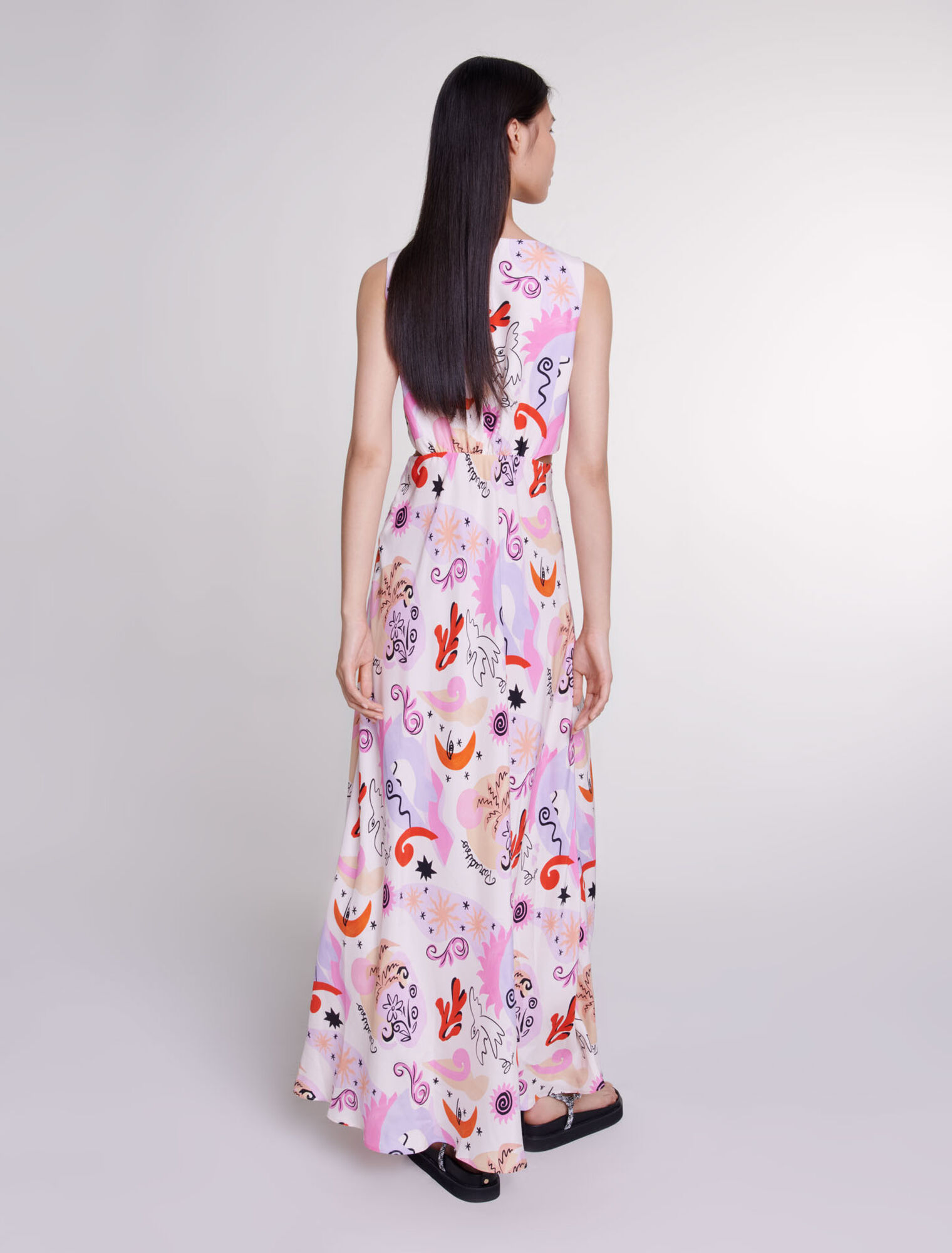 Cutaway silk maxi dress