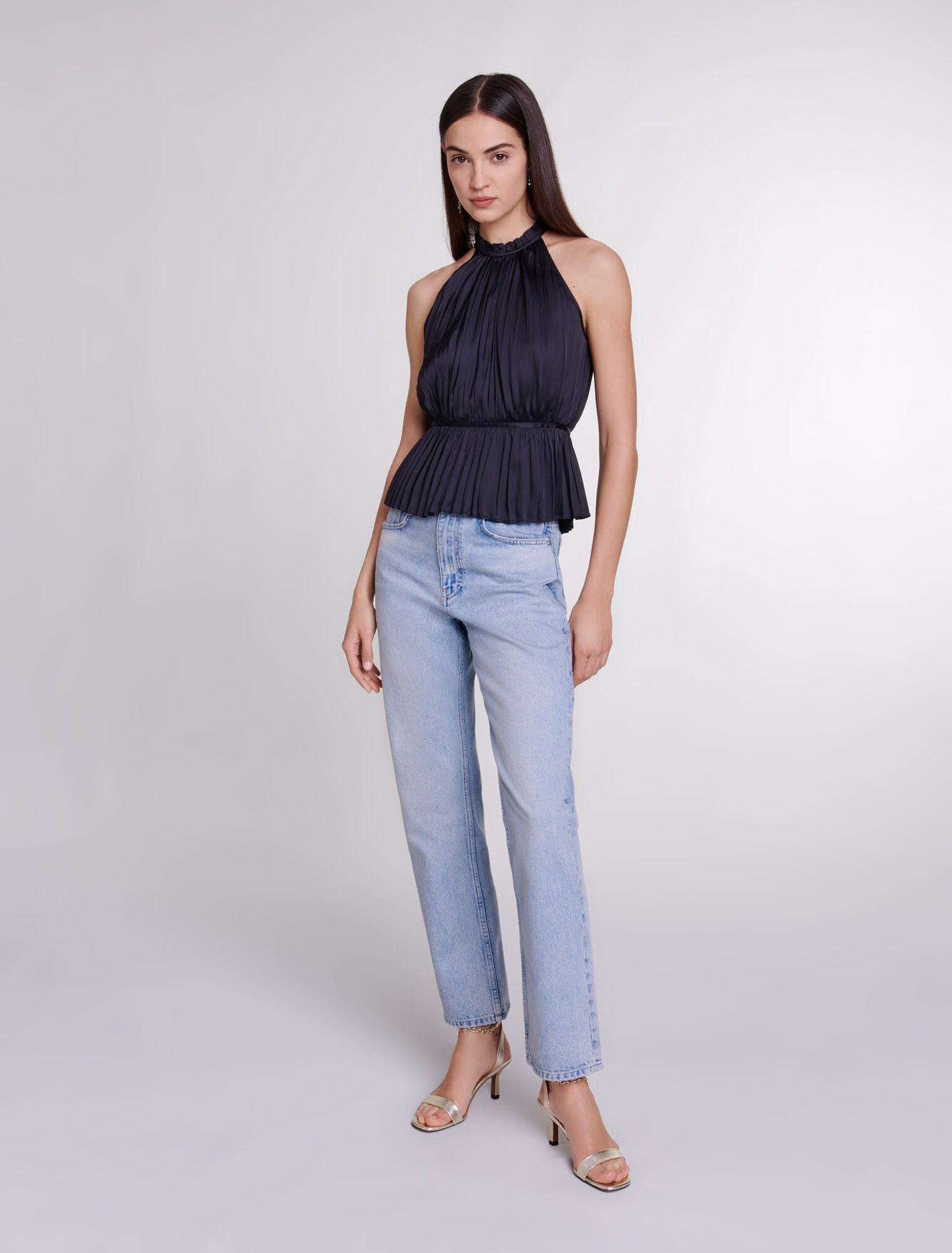 Pleated satin top