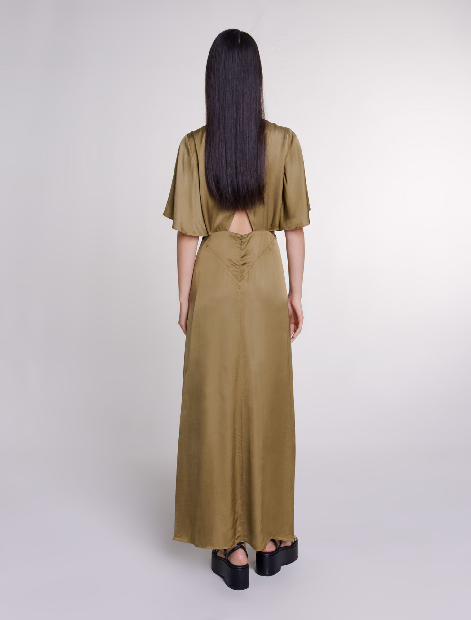 Openwork satin-effect maxi dress