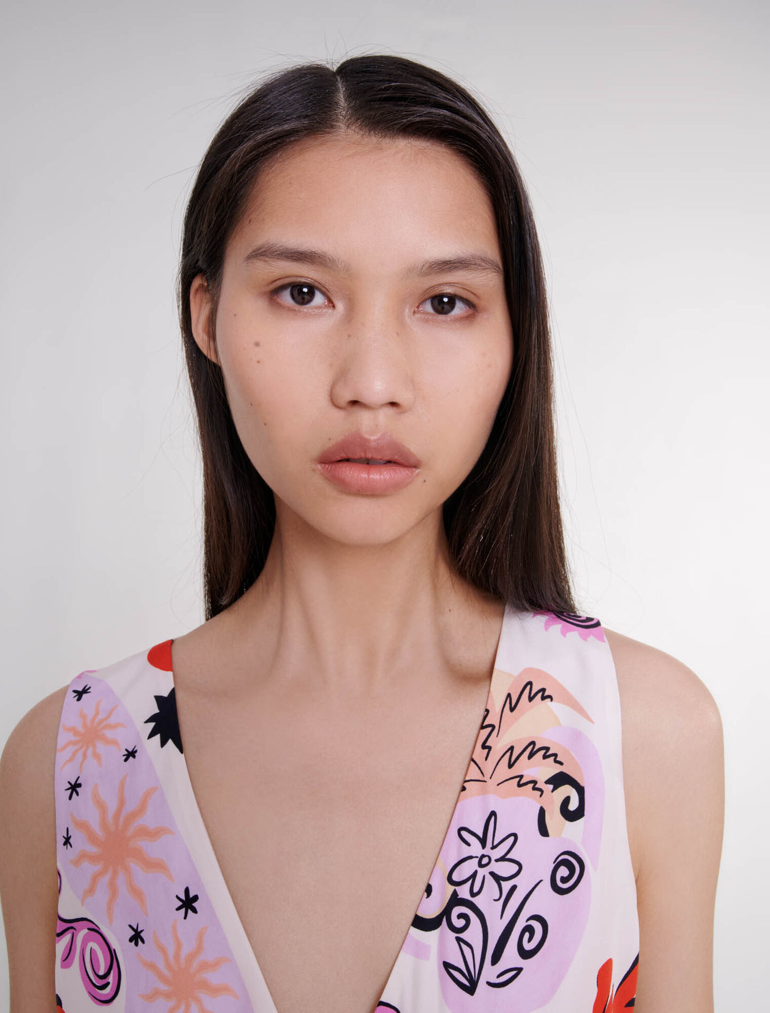 Cutaway silk maxi dress