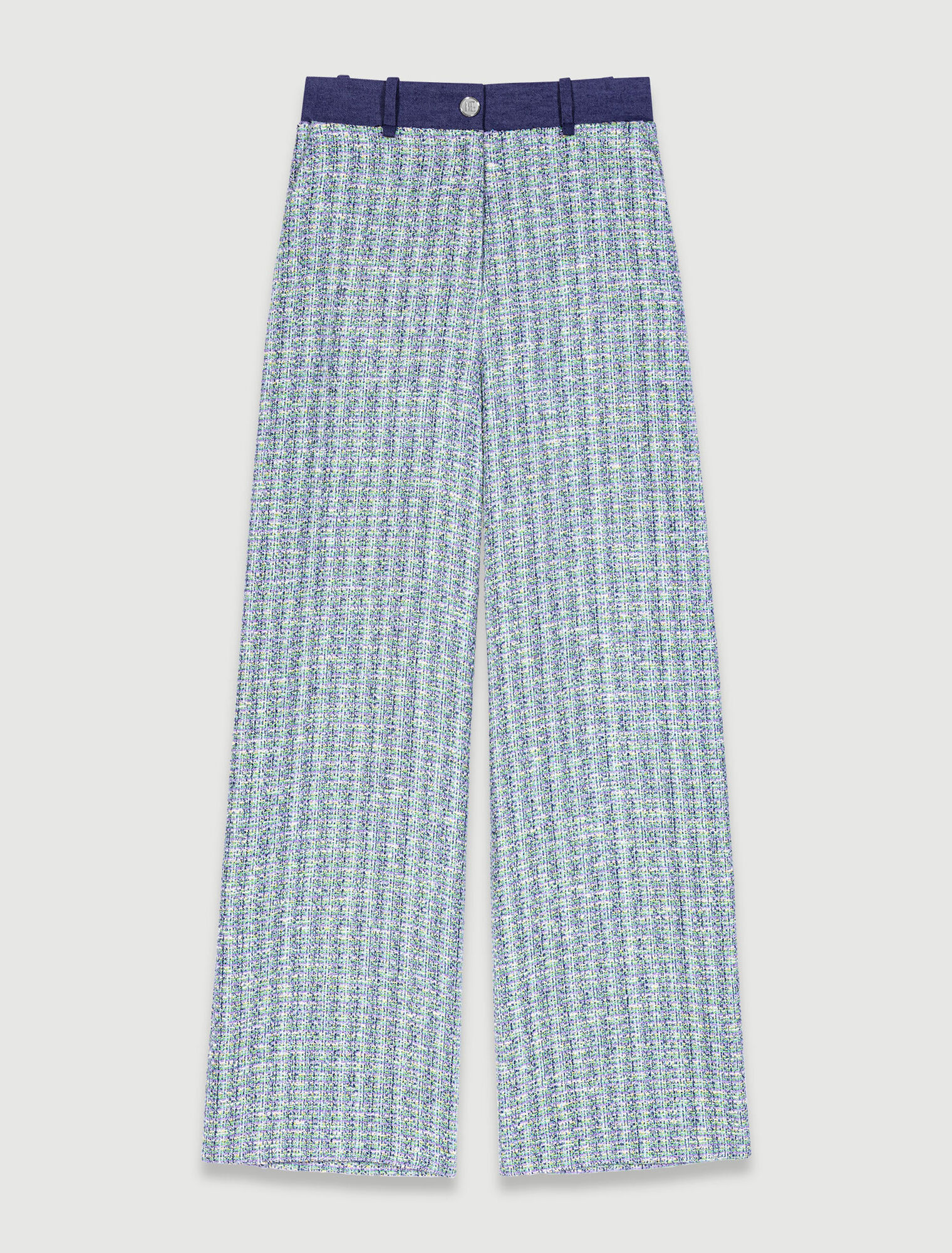 Wide-leg tweed trousers