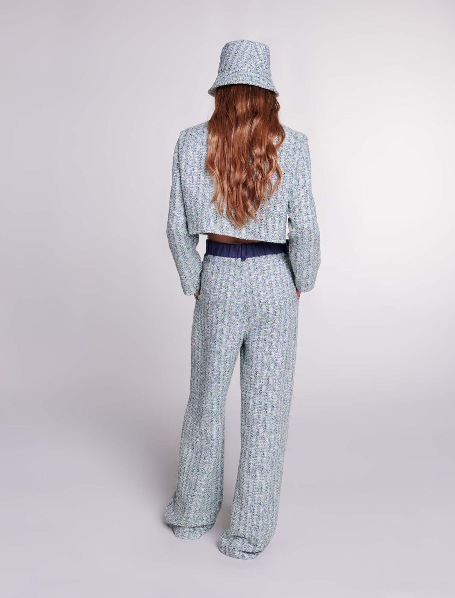 Wide-leg tweed trousers