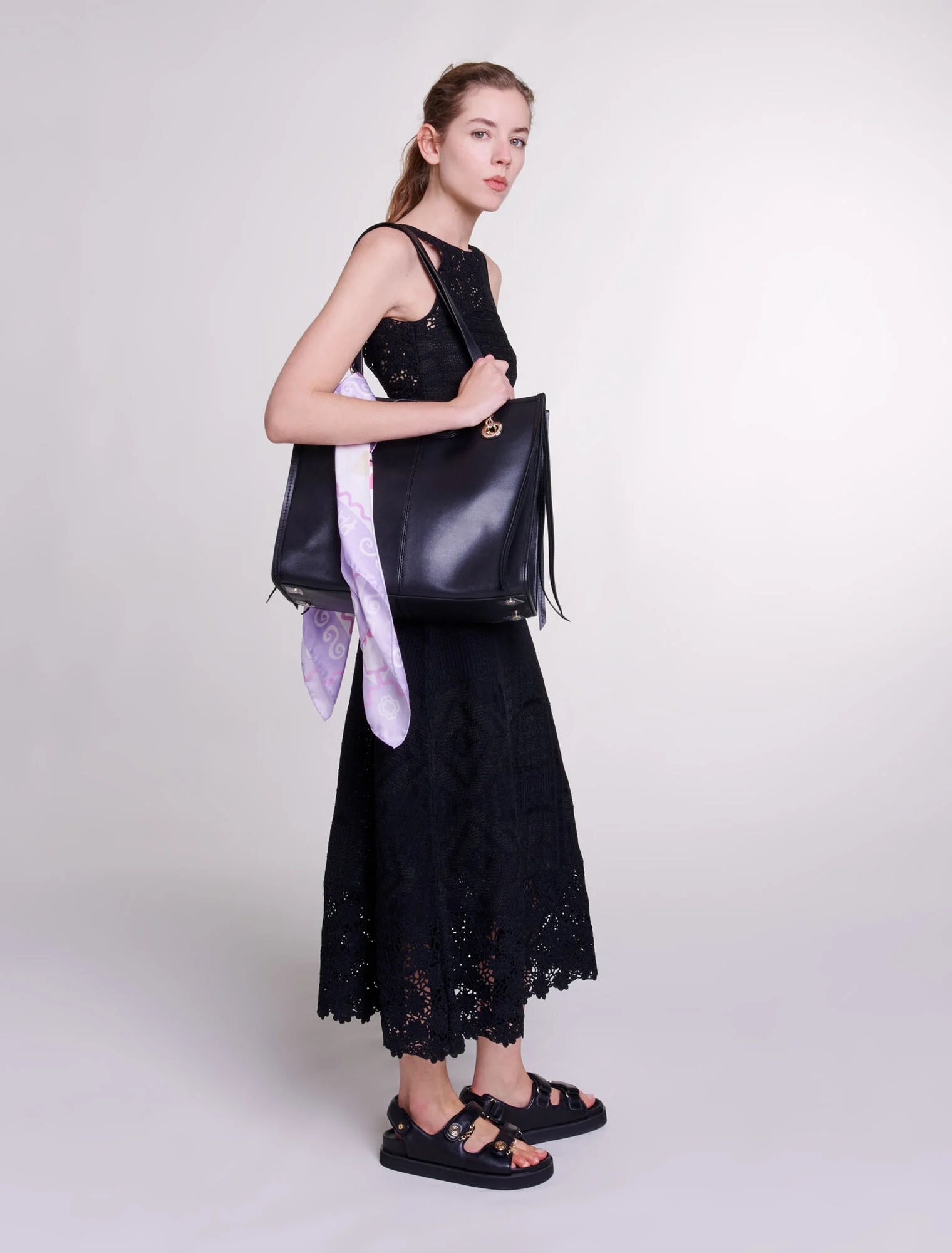 Crochet-knit maxi dress