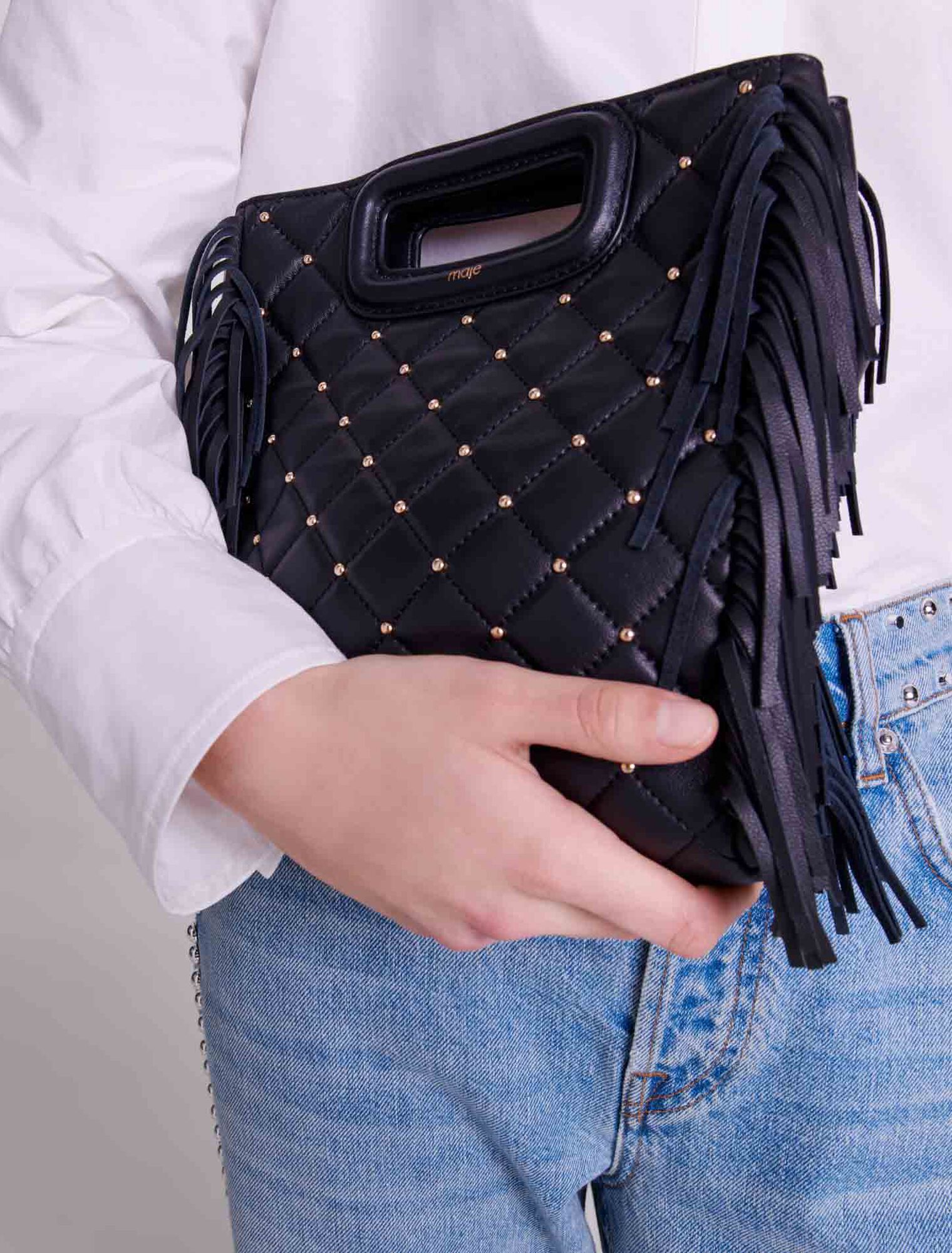 Wide-leg studded jeans