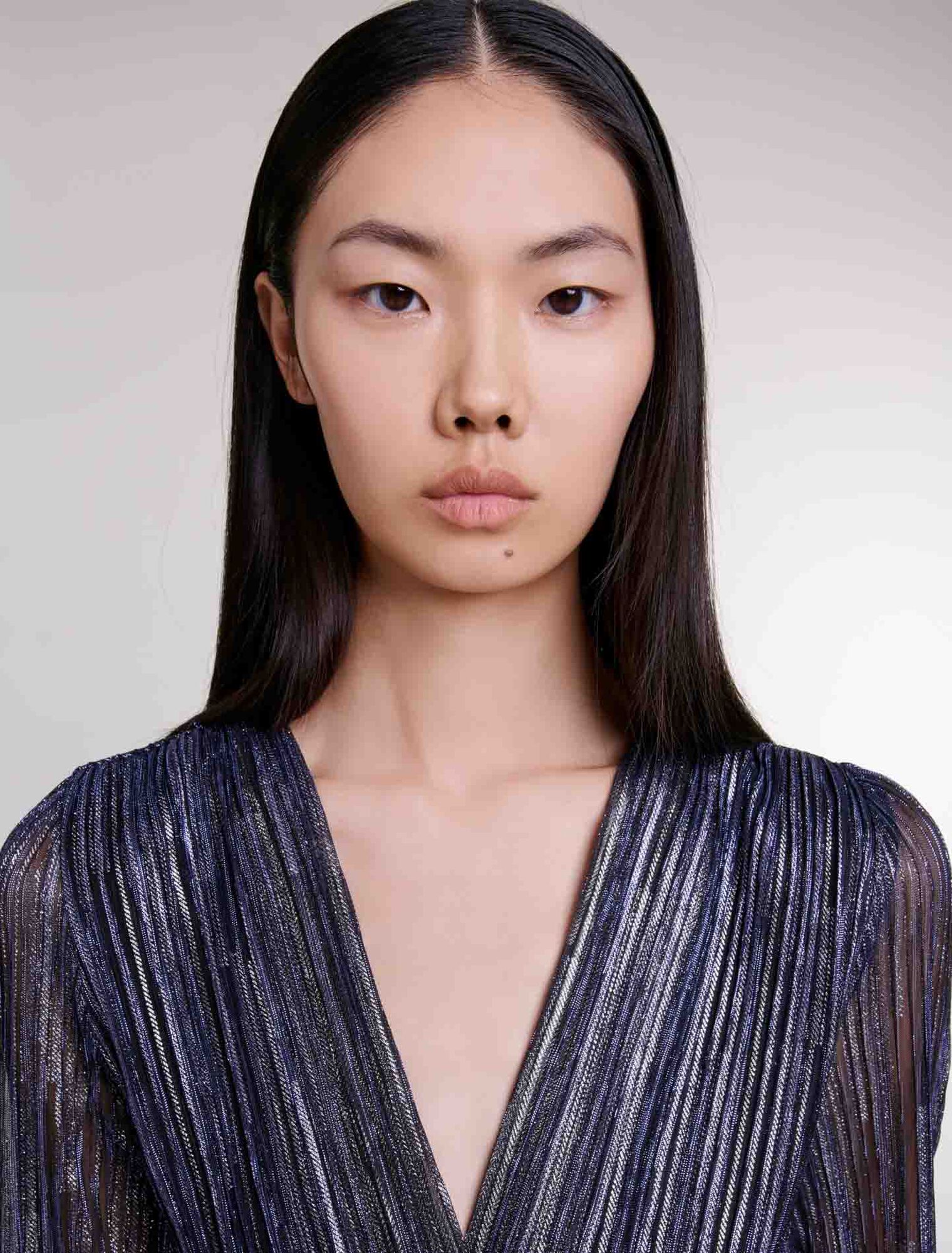 Full lamé dress with ruffles