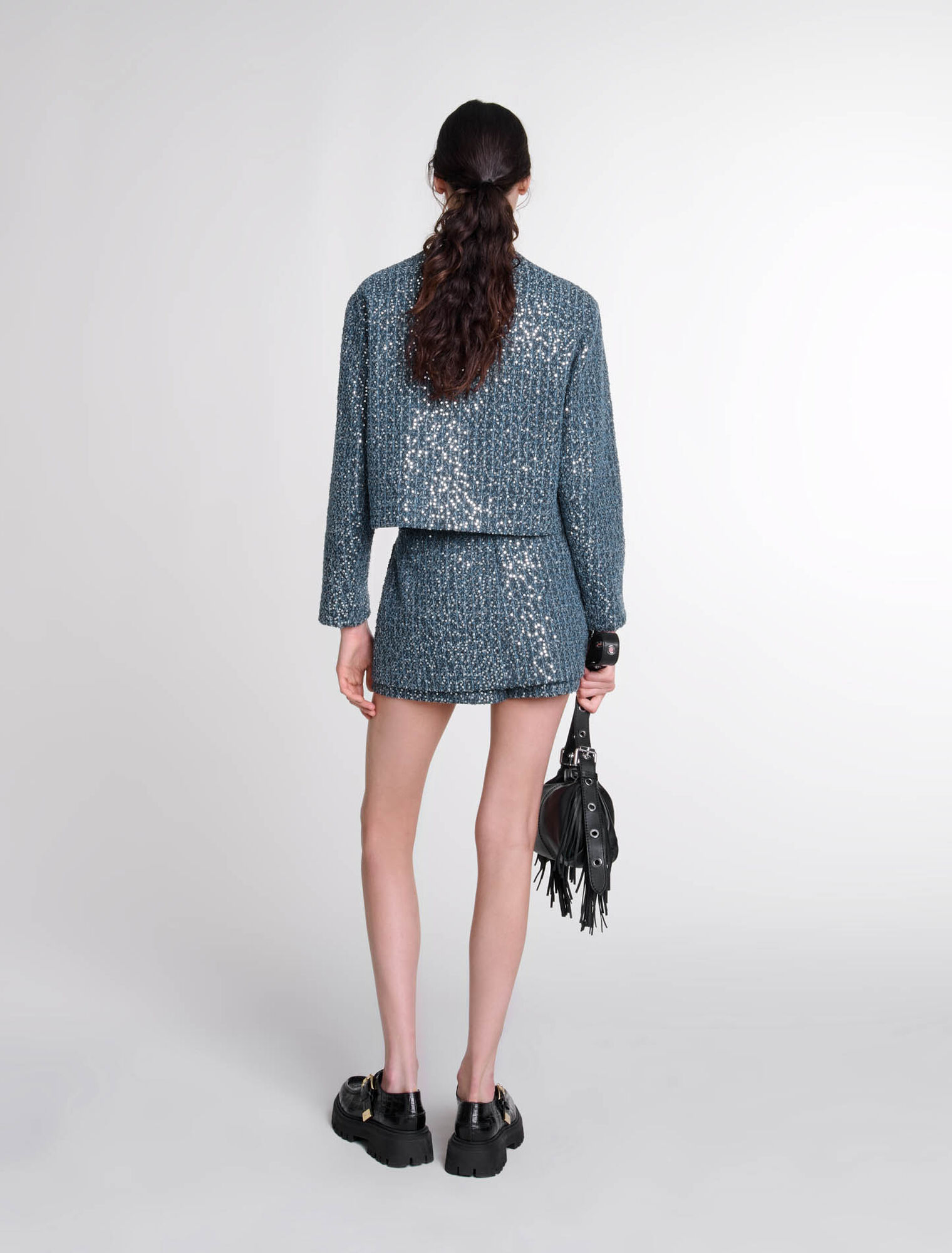 Sequinned tweed jacket