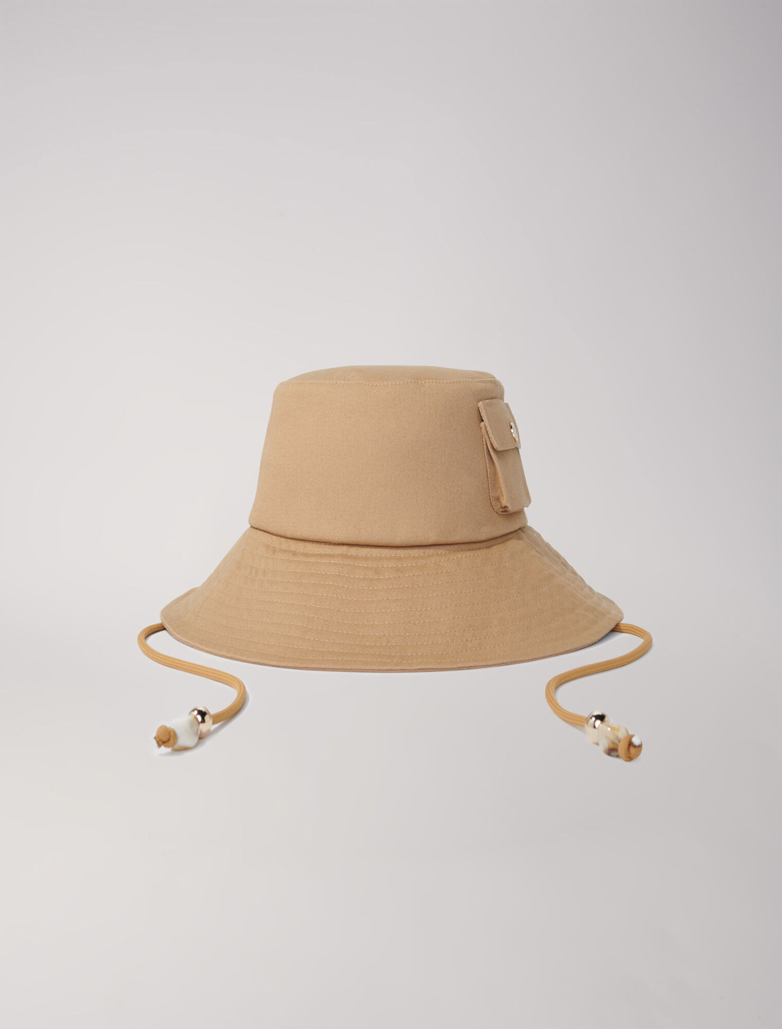 Beaded drawstring bucket hat