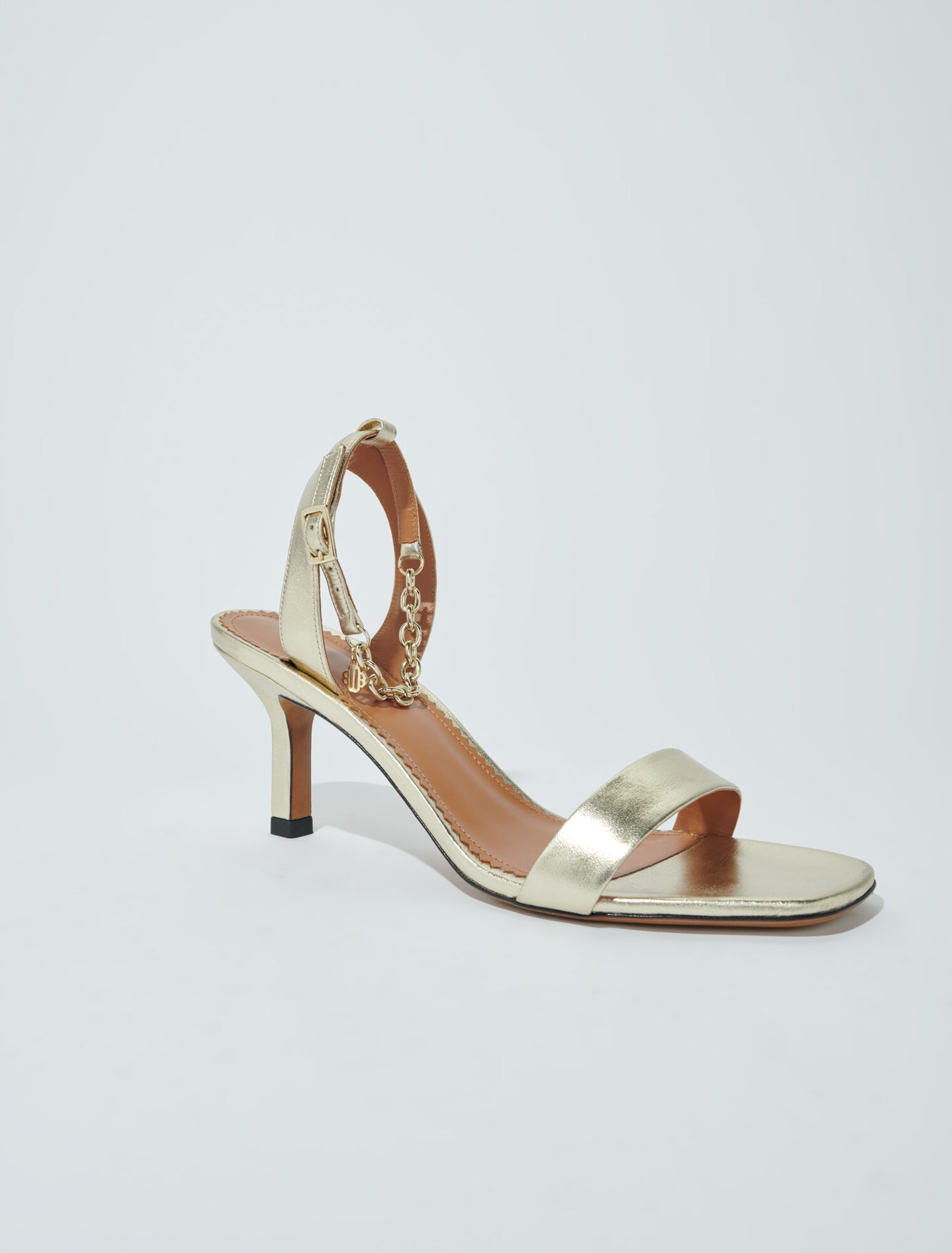 Gold metallic leather sandals