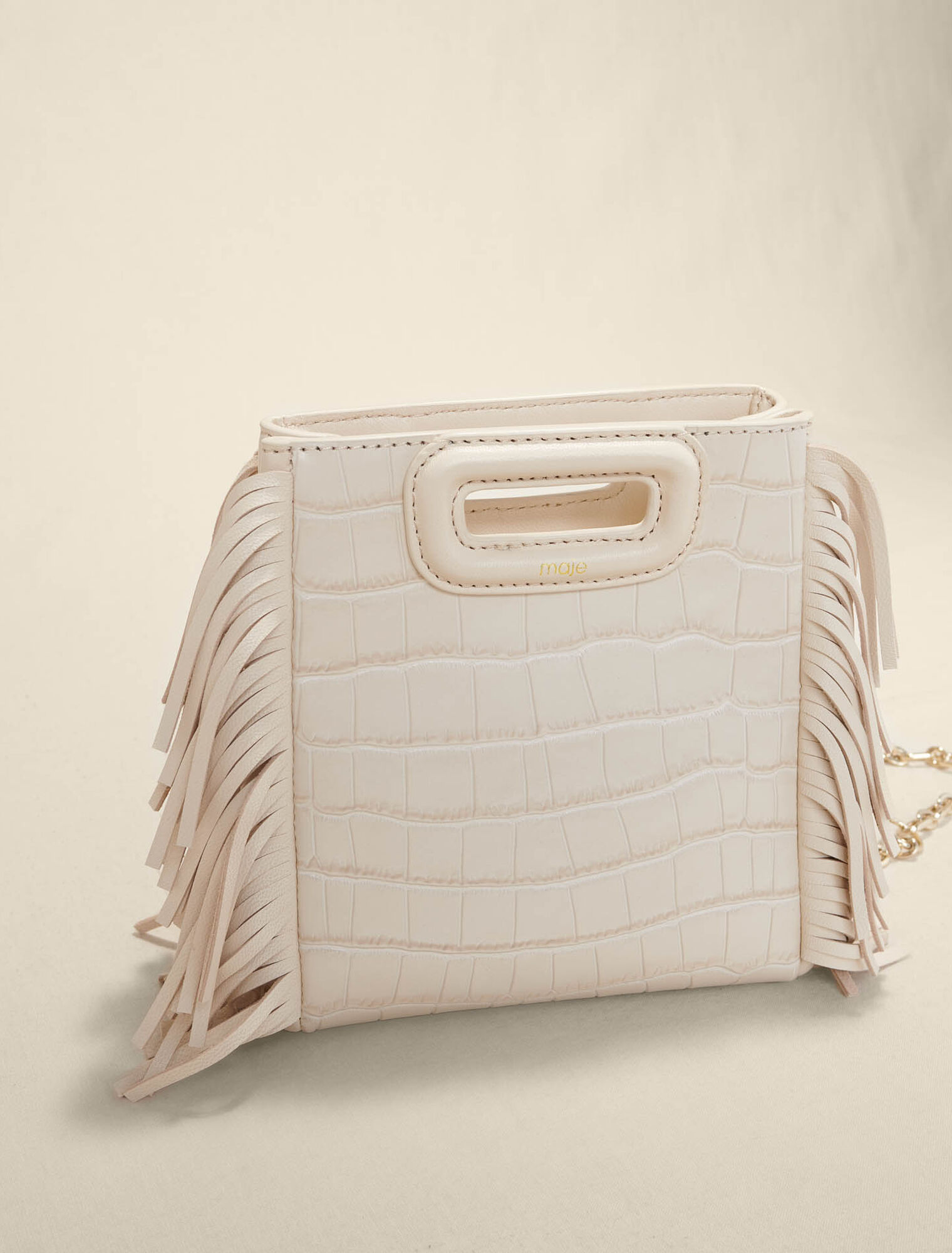 Mini embossed-leather M bag with chain