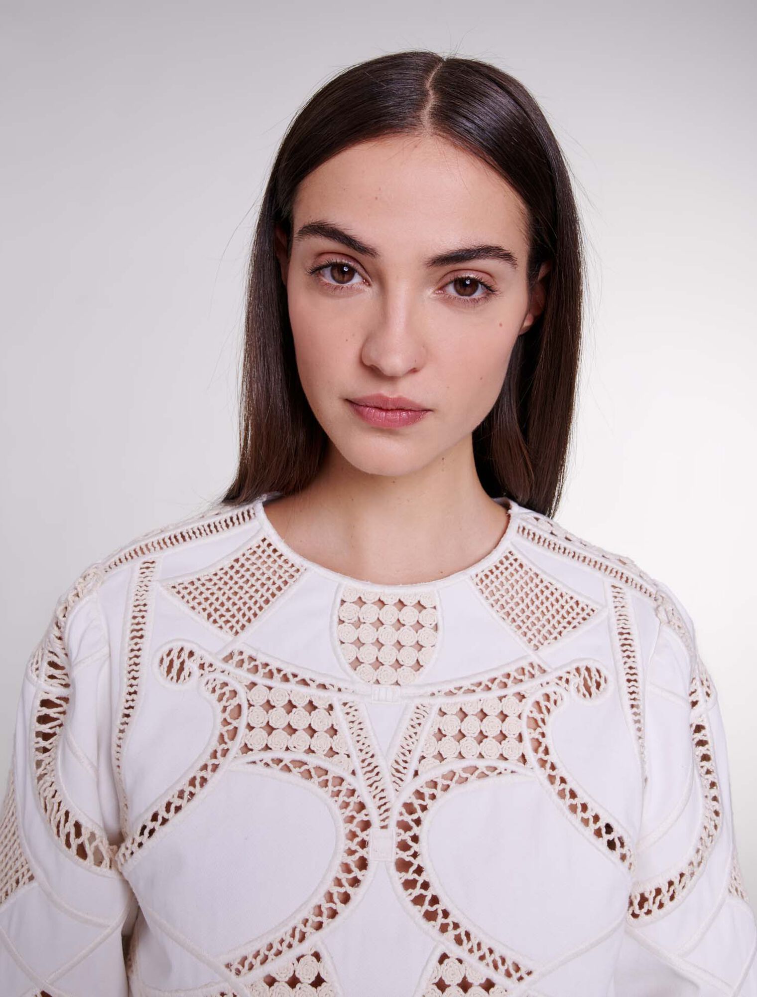 Openwork cotton crop top