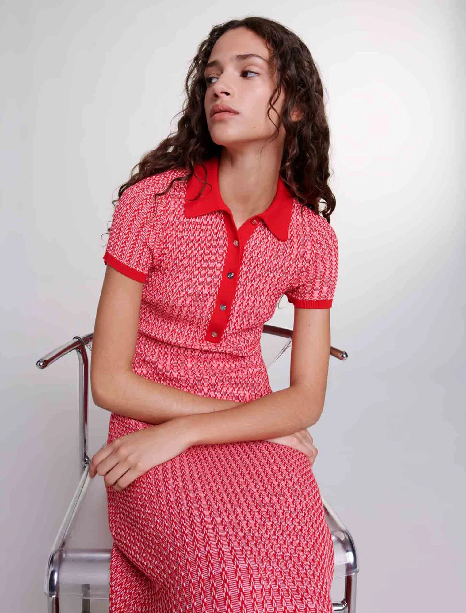 Herringbone knit maxi dress