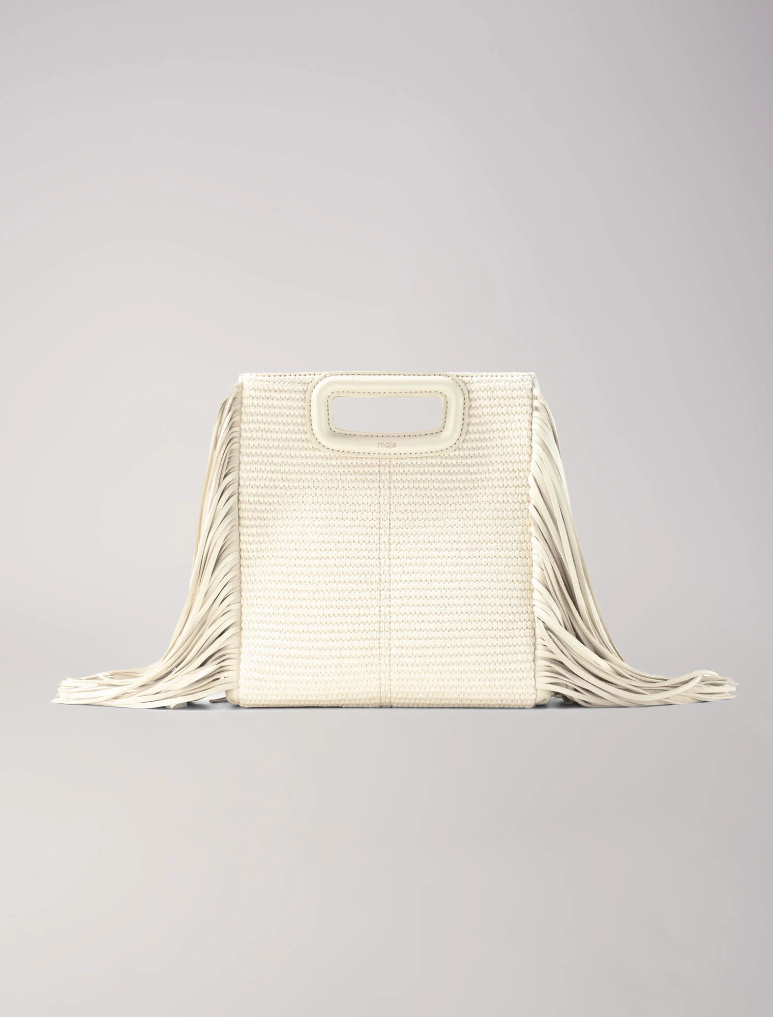 Textile and raffia M bag