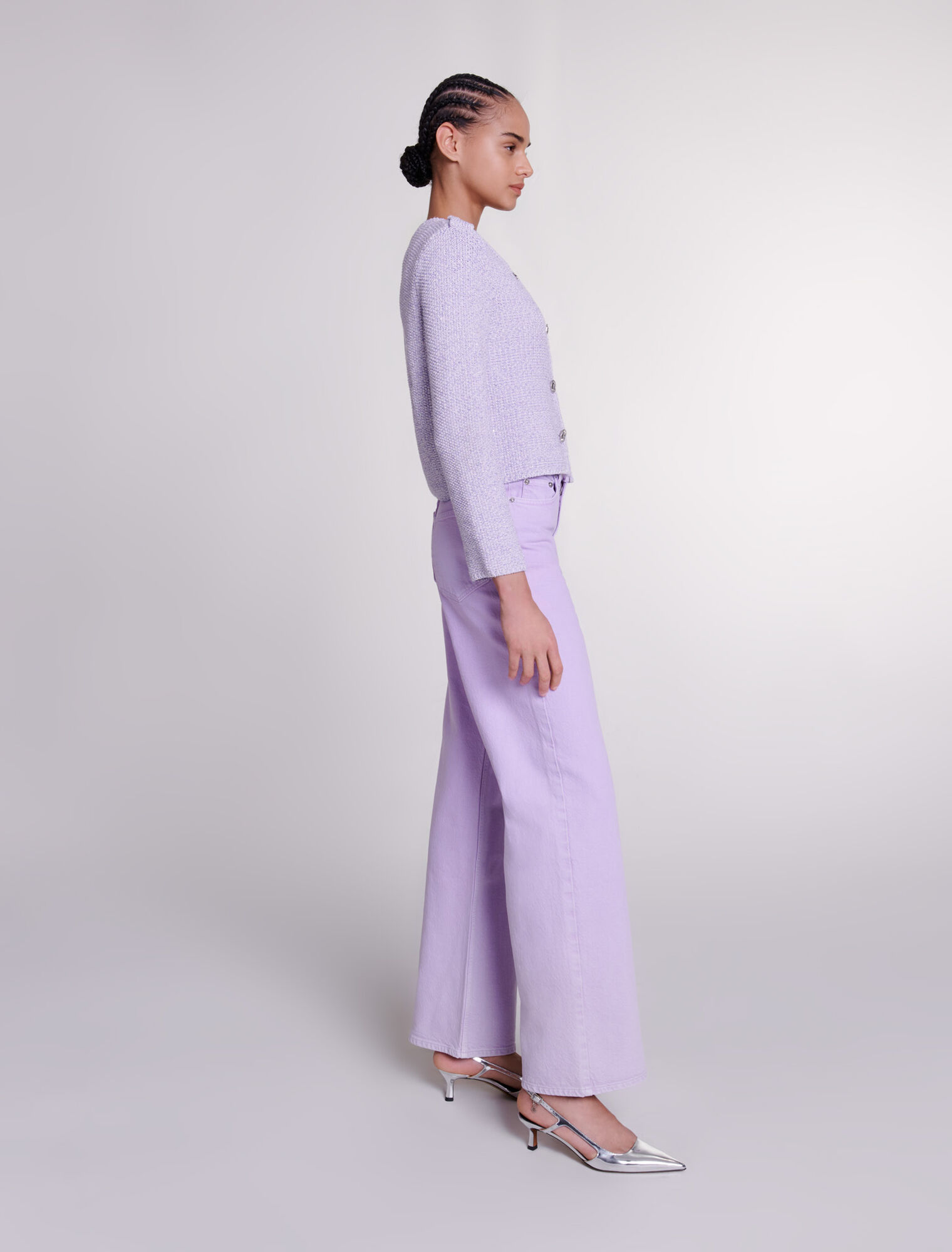 Cropped glitter knit cardigan