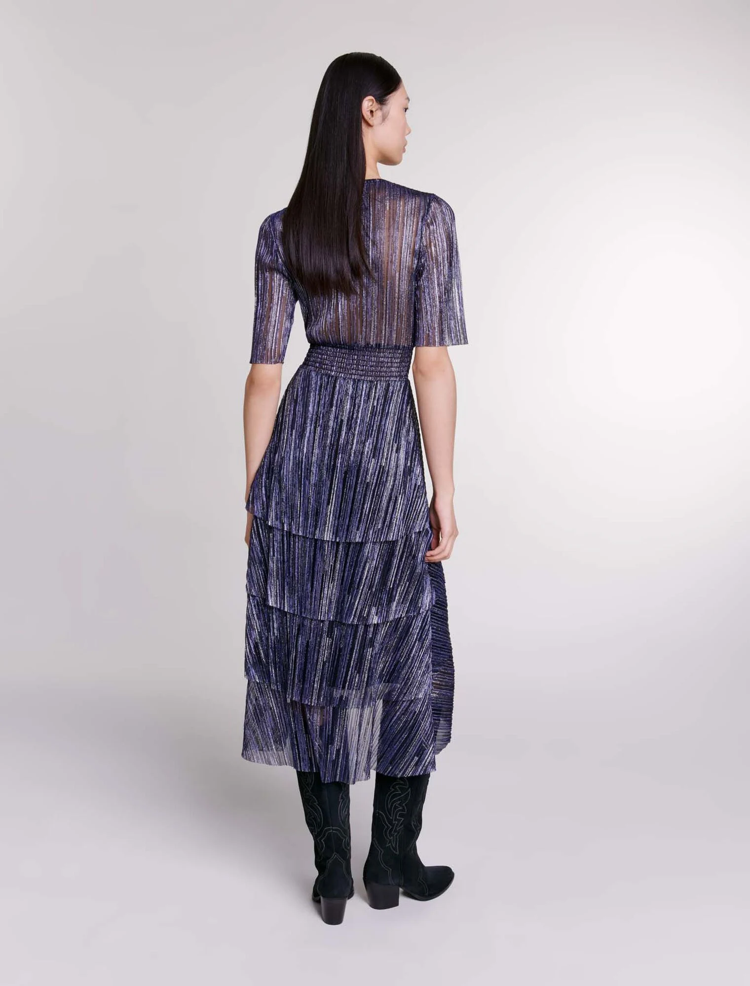 Full lamé dress with ruffles