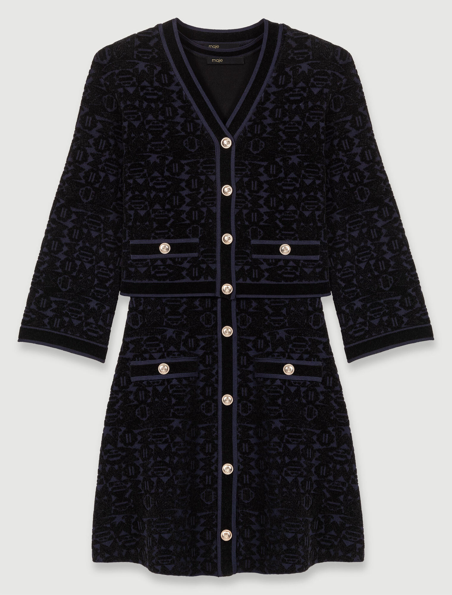 2-in-1 velvet knit dress