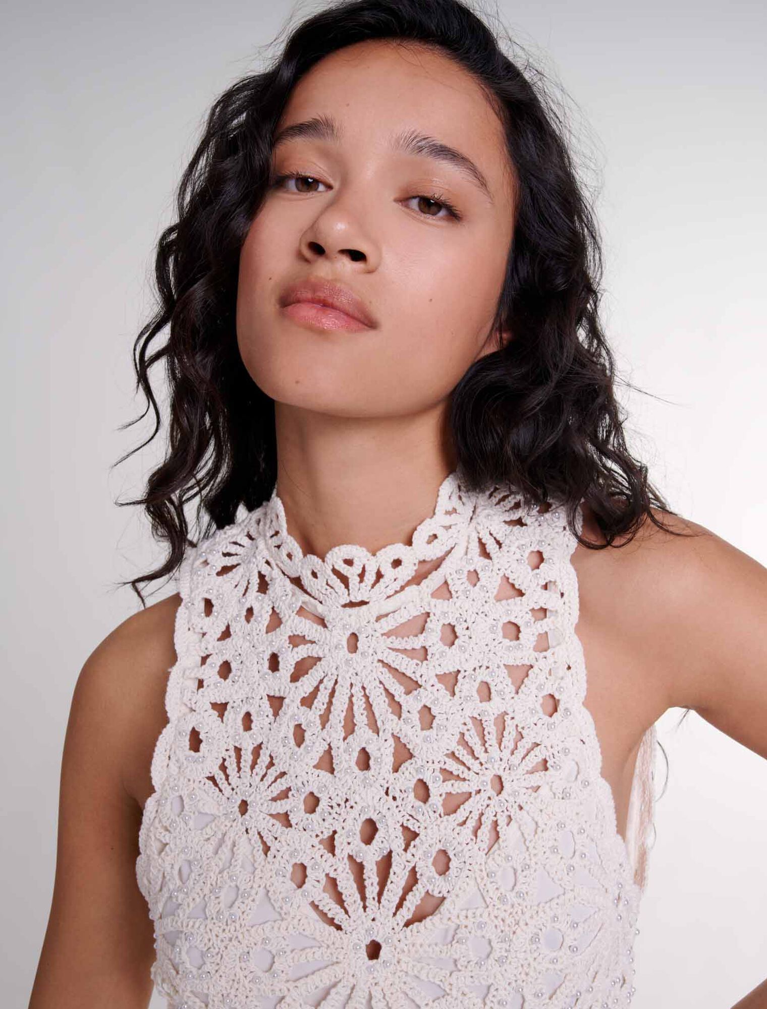 Beaded crochet maxi dress