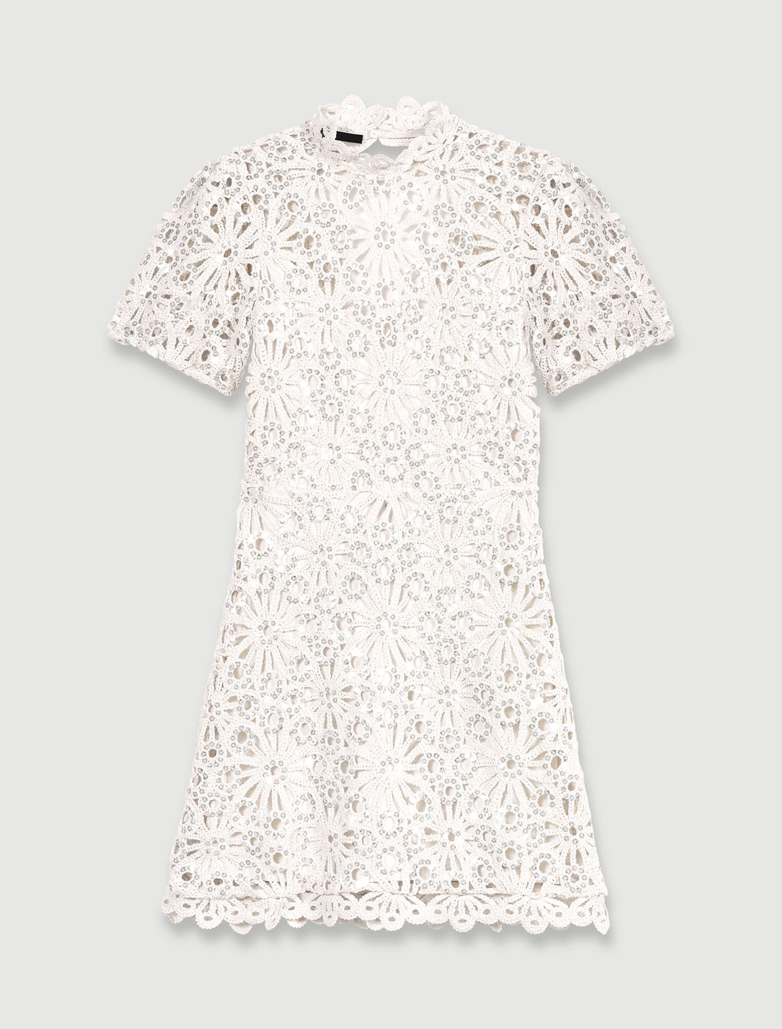 Crochet and sequin backless dress