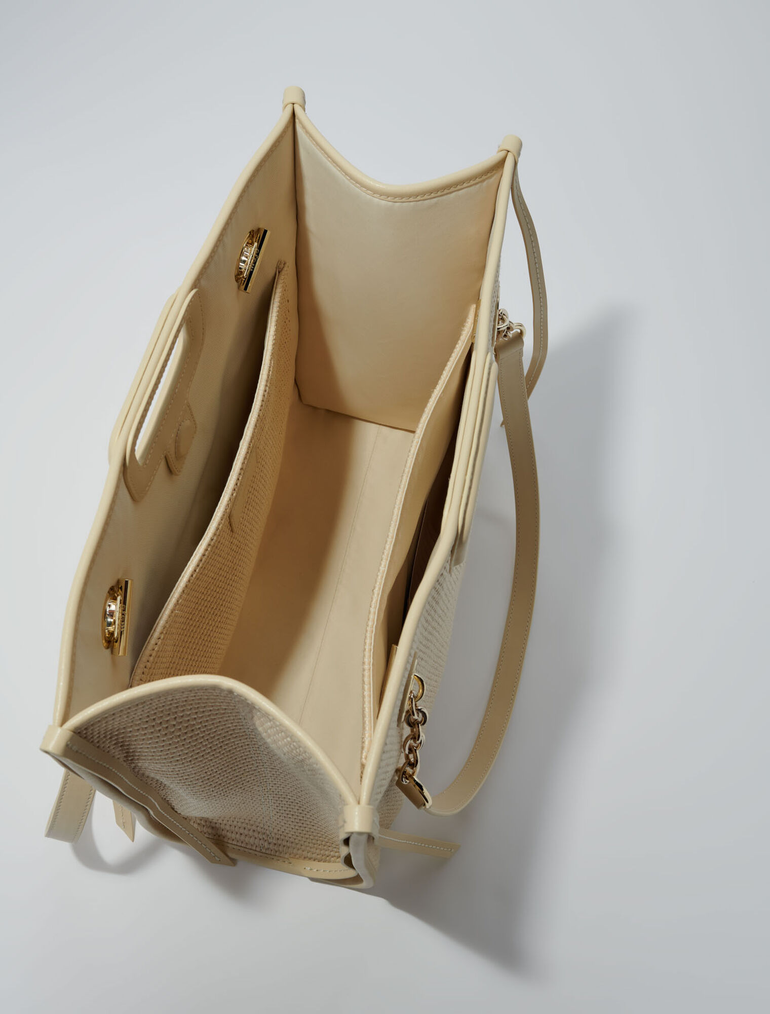 Raffia-effect textile tote bag