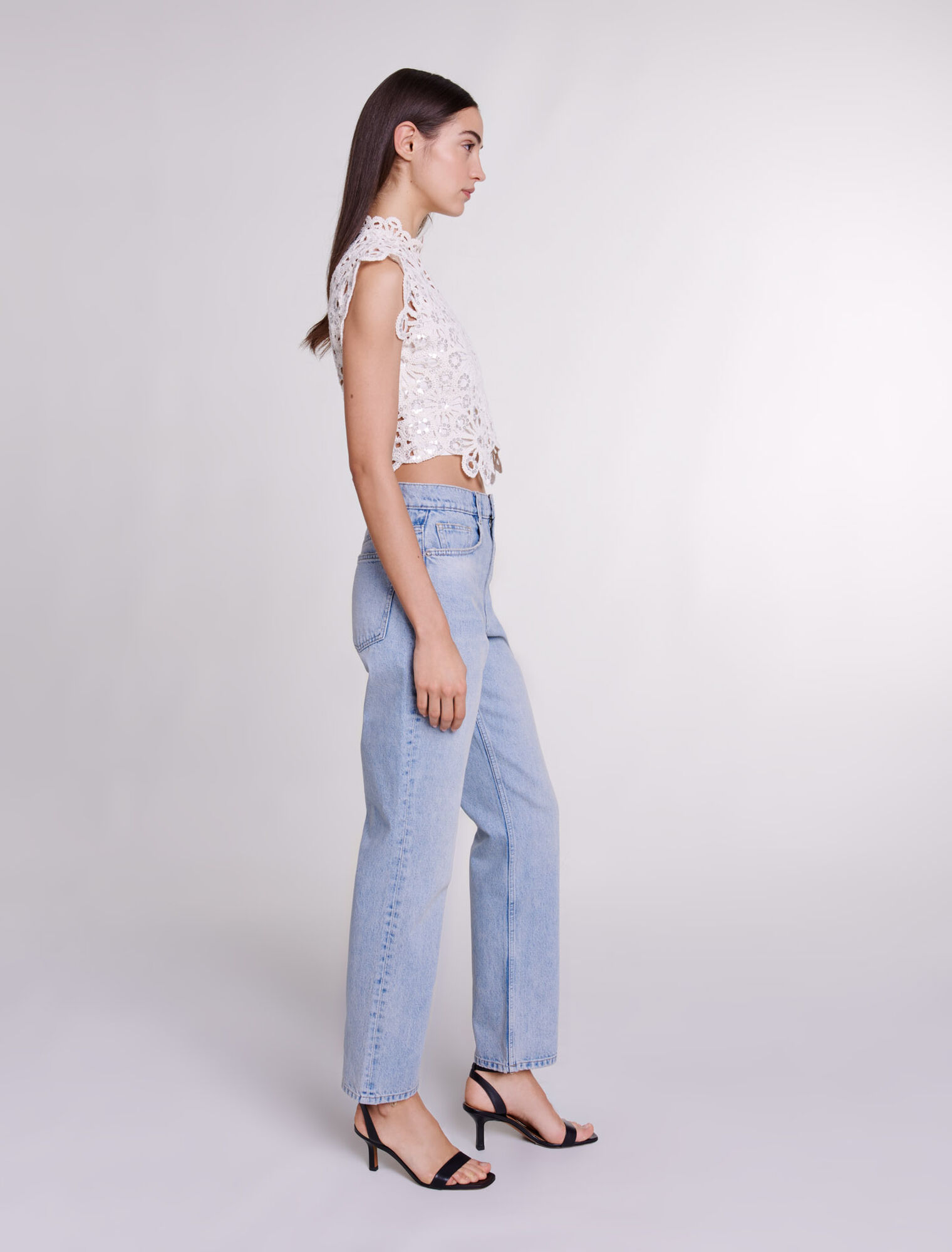 Crochet and sequin top