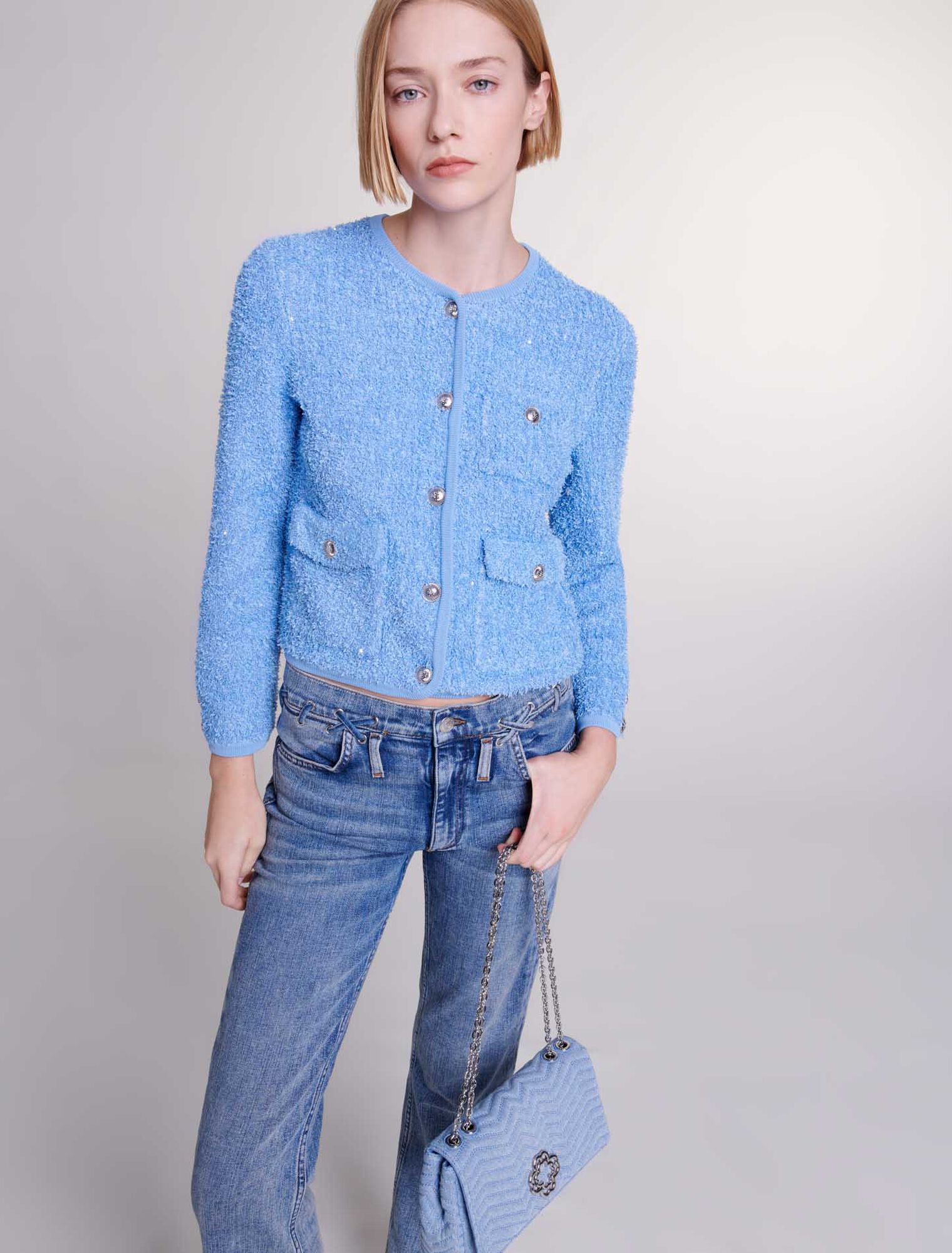 Sequin knit cardigan