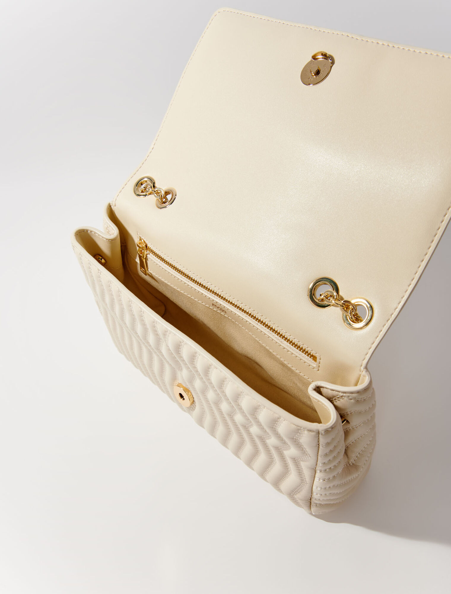 Leather bag with chain strap