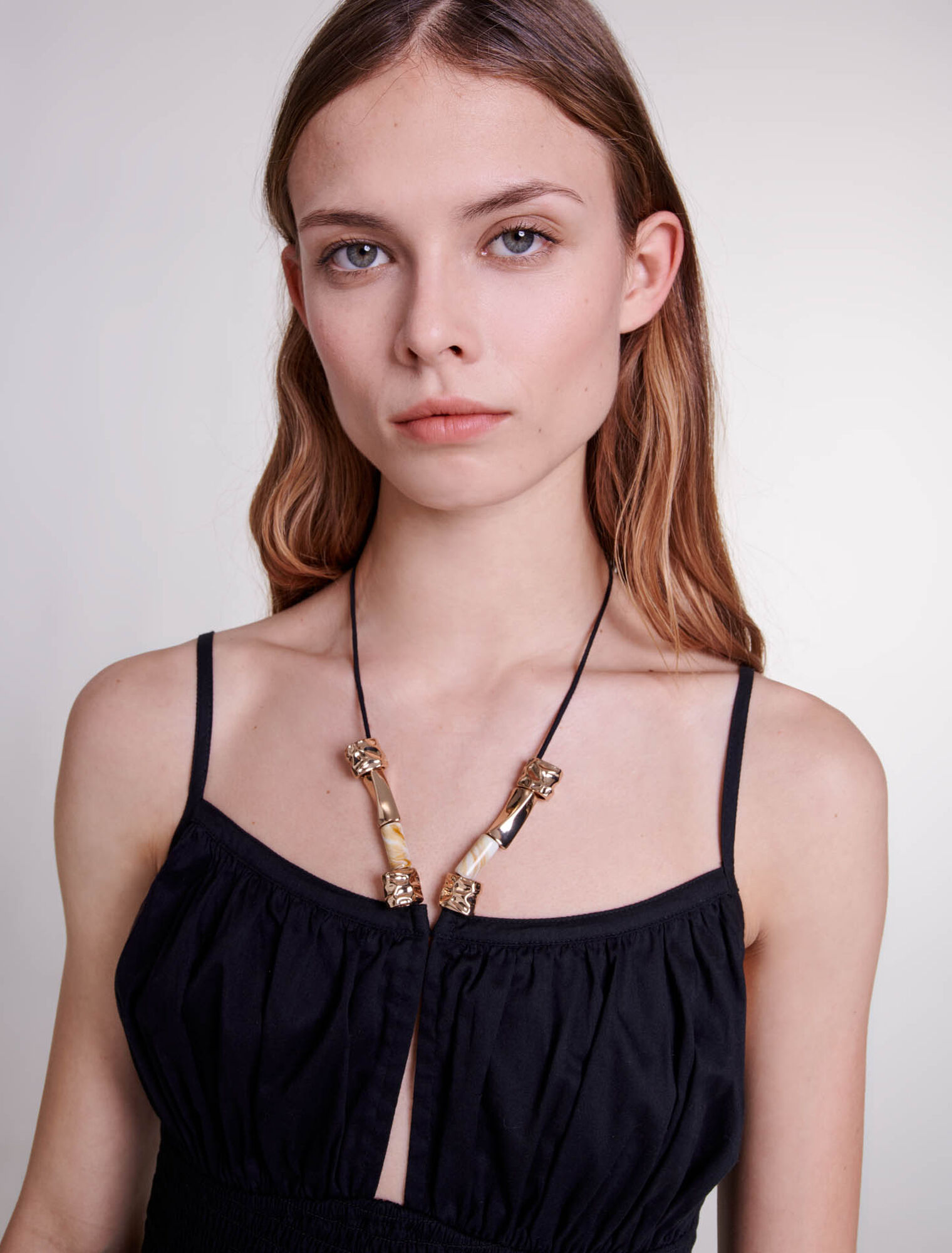 Dress with beaded ties