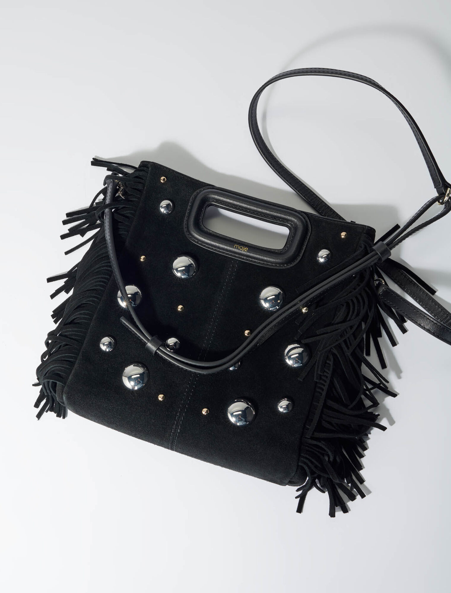 M suede bag with studs