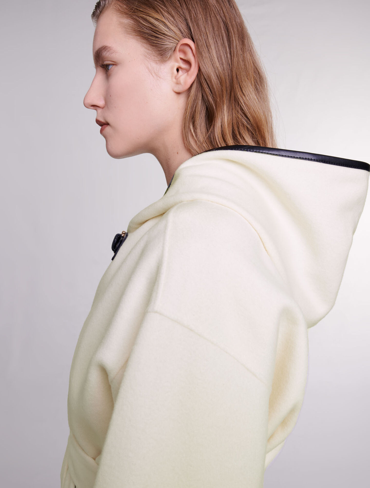 Cape-style wool coat