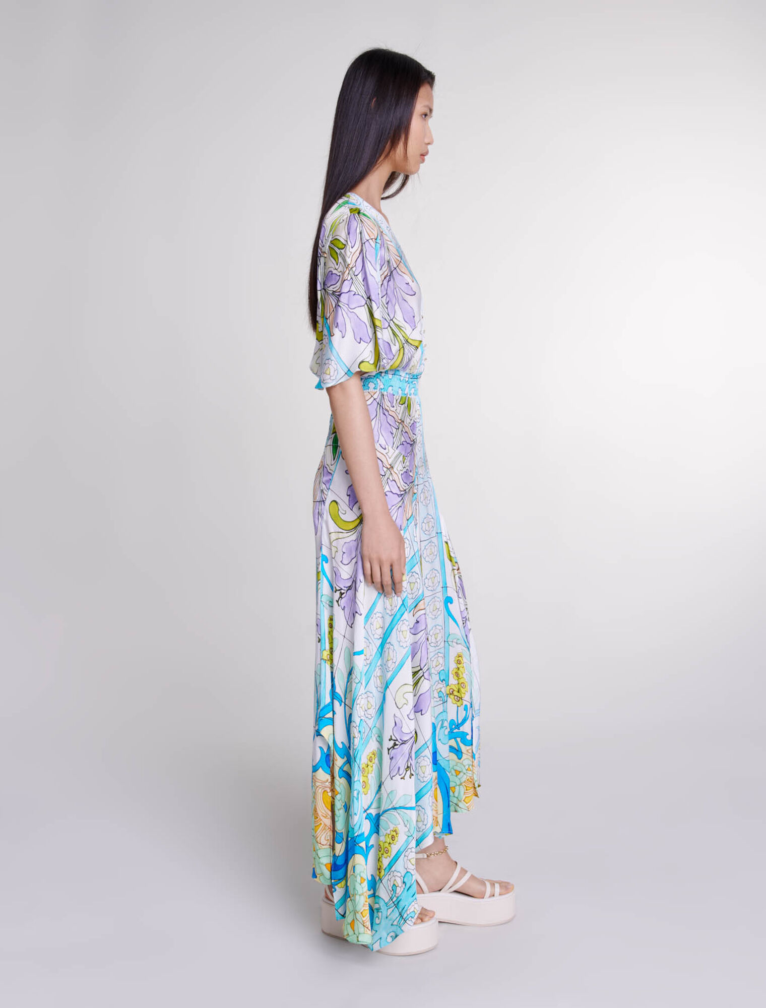 Satin-look patterned maxi dress