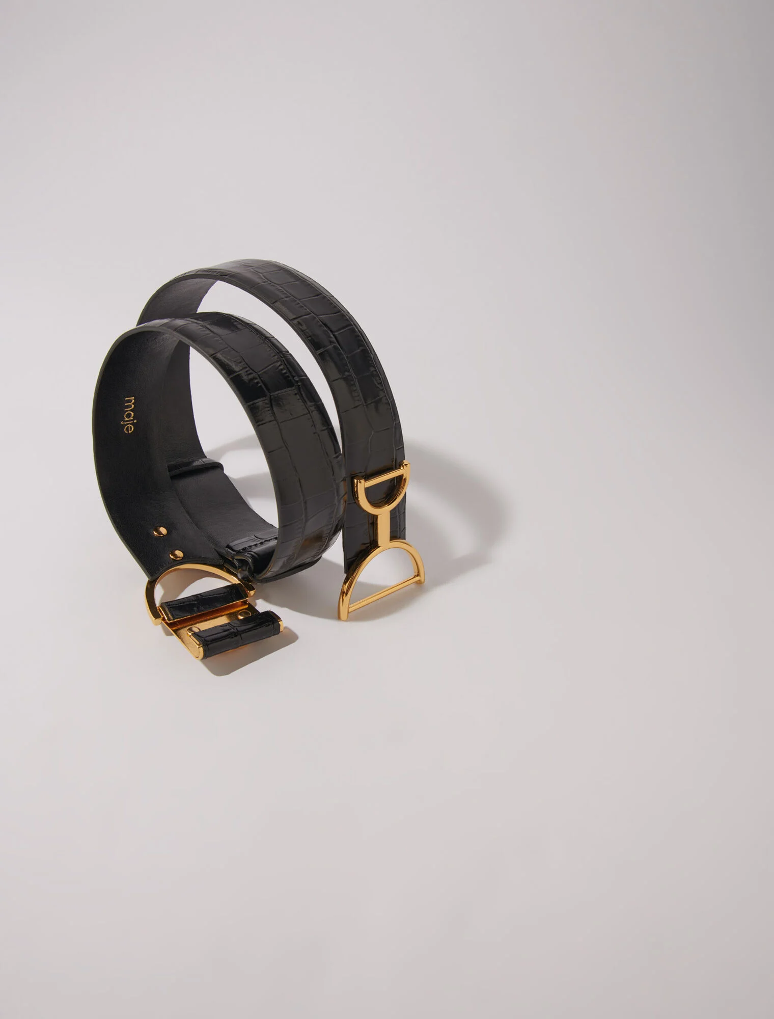 Wide smooth leather belt