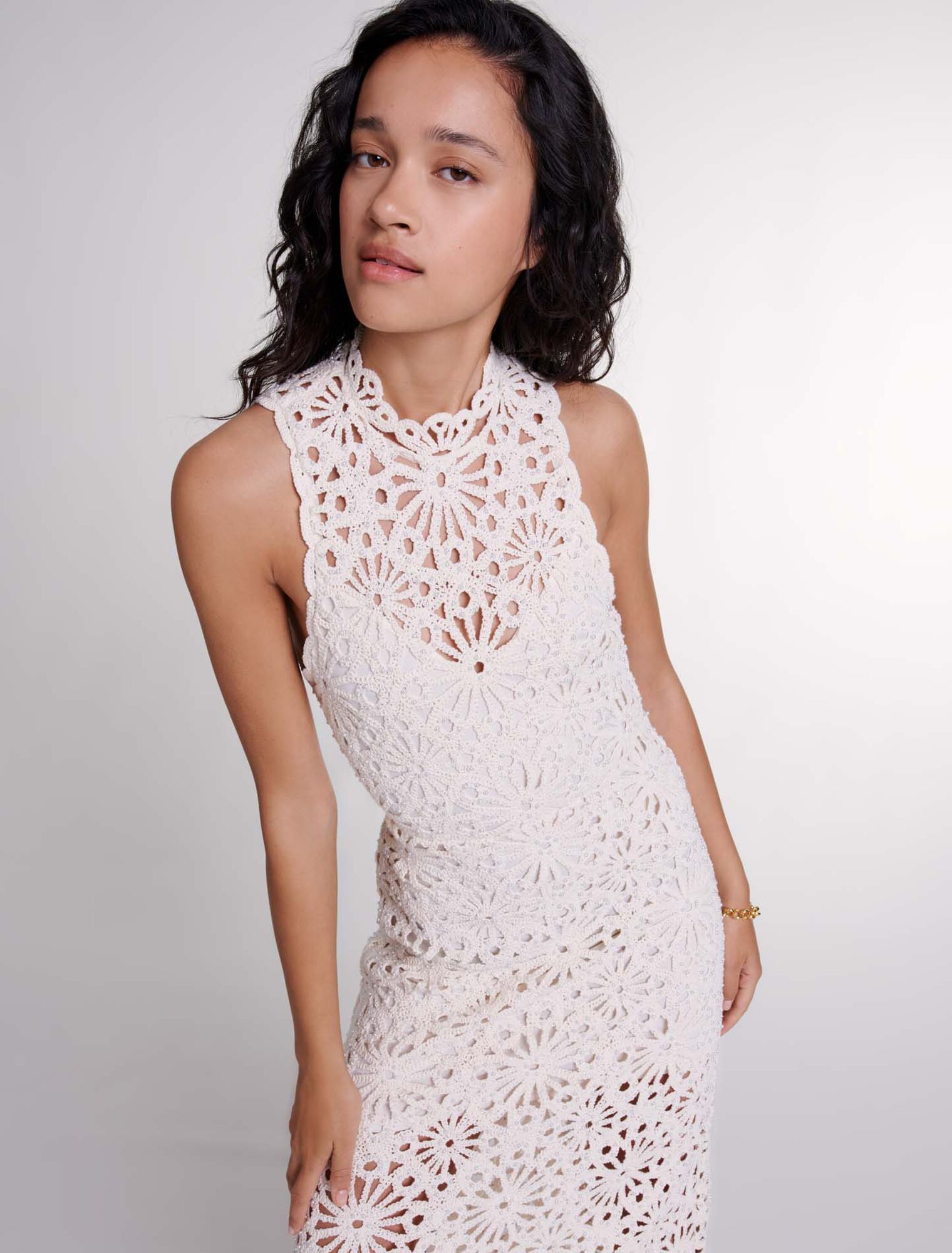 Beaded crochet maxi dress